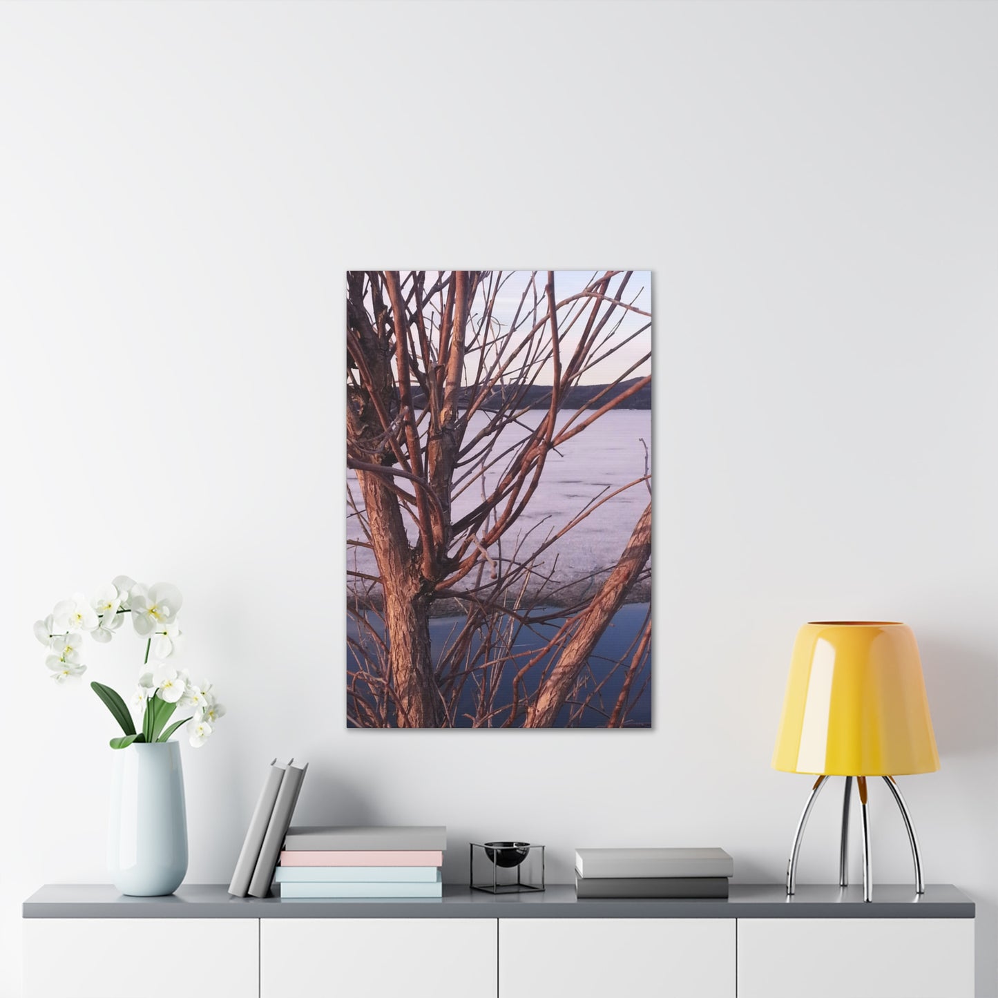 Nature-Inspired Canvases from an #originalphotograph of a Serene Lakeview with Bare Trees - 0.75" Stretched Nature Wall Decor