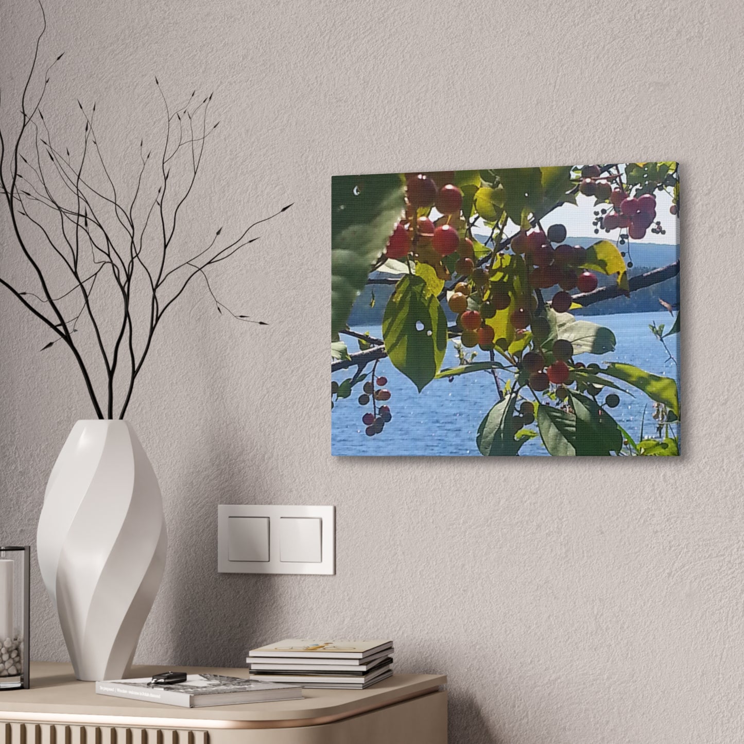 Nature-Inspired Canvases from an #originalphotograph of a Scenic Berry Branch - 0.75" Stretched Nature Wall Decor