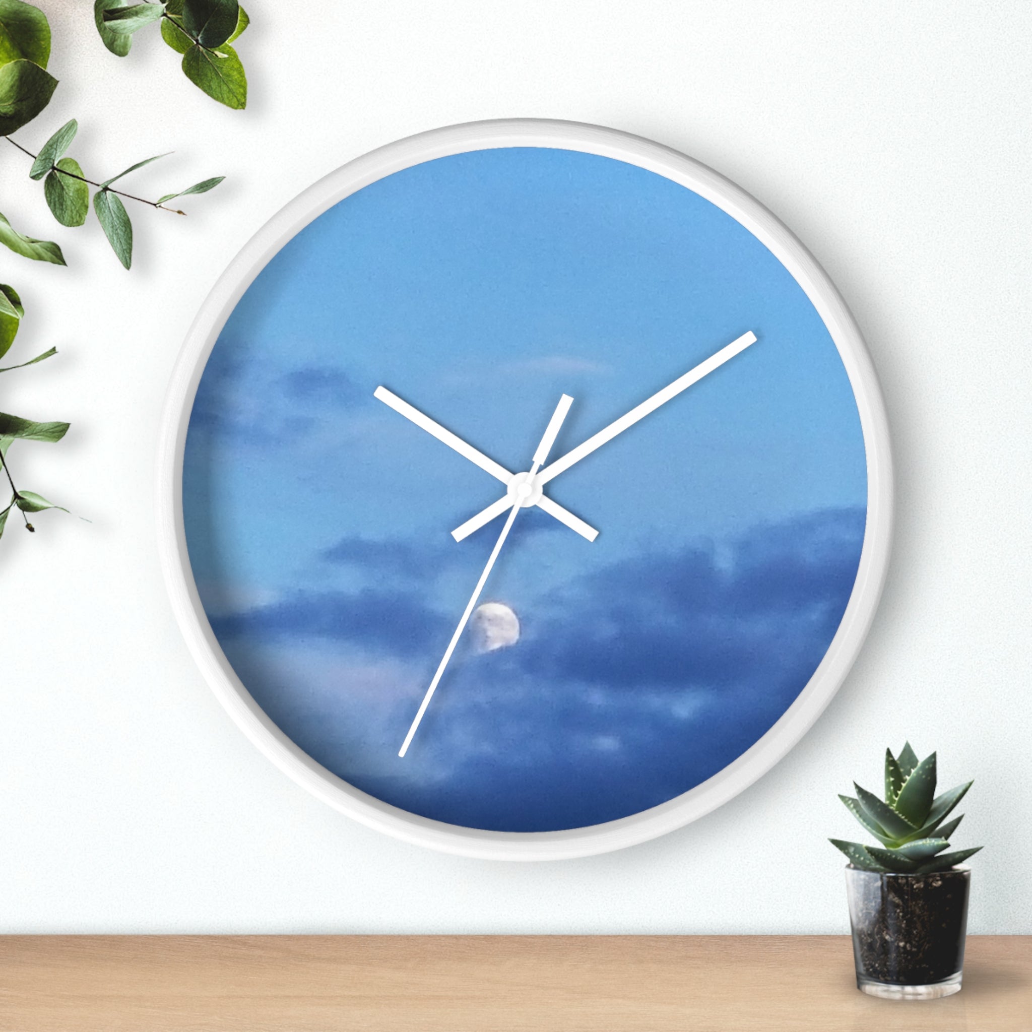 Celestial Gaze | Moonlit Cloudscape Silent Wall Clock | The Inspiration Collection