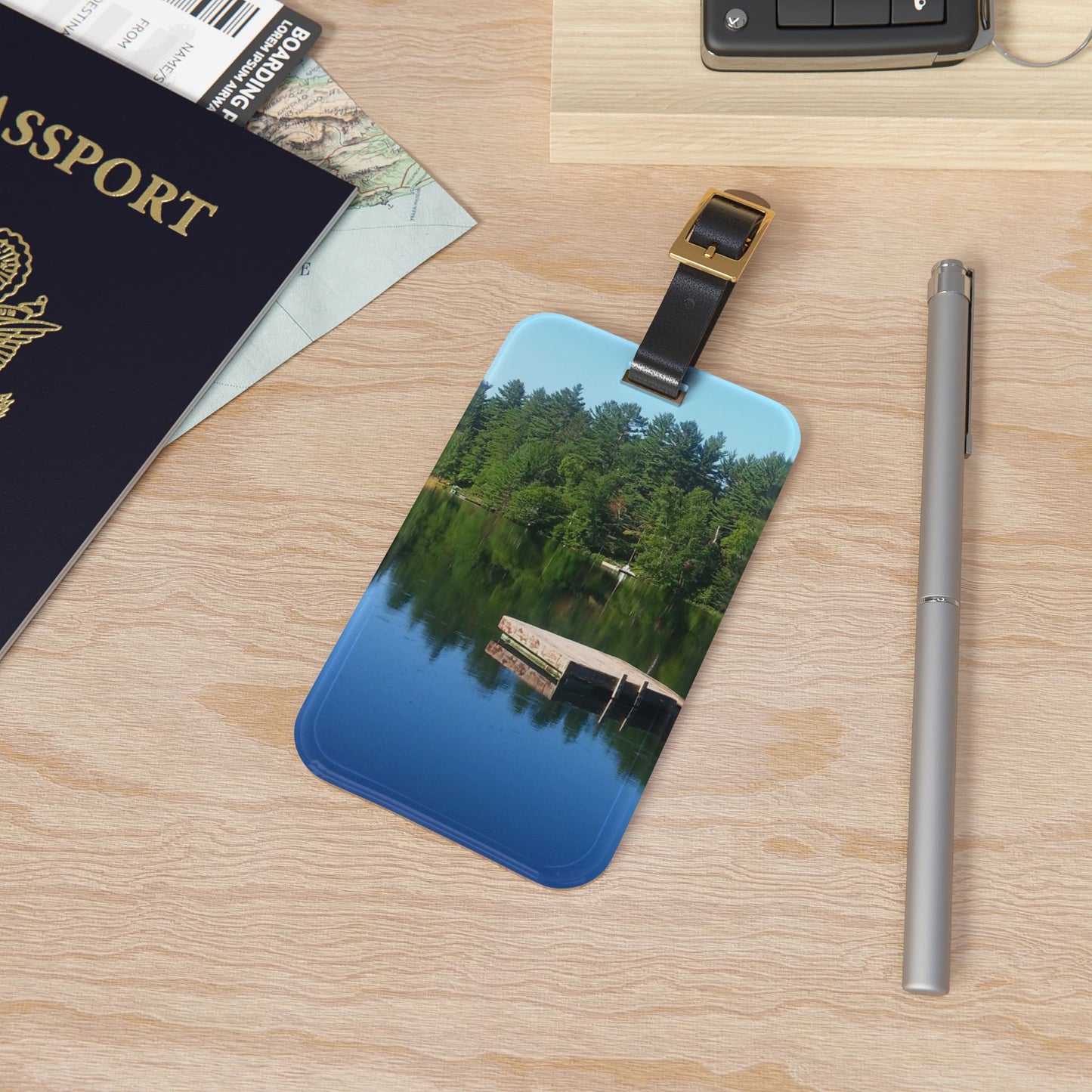 Nature-Inspired Luggage Tag with #originalphotograph of floating dock