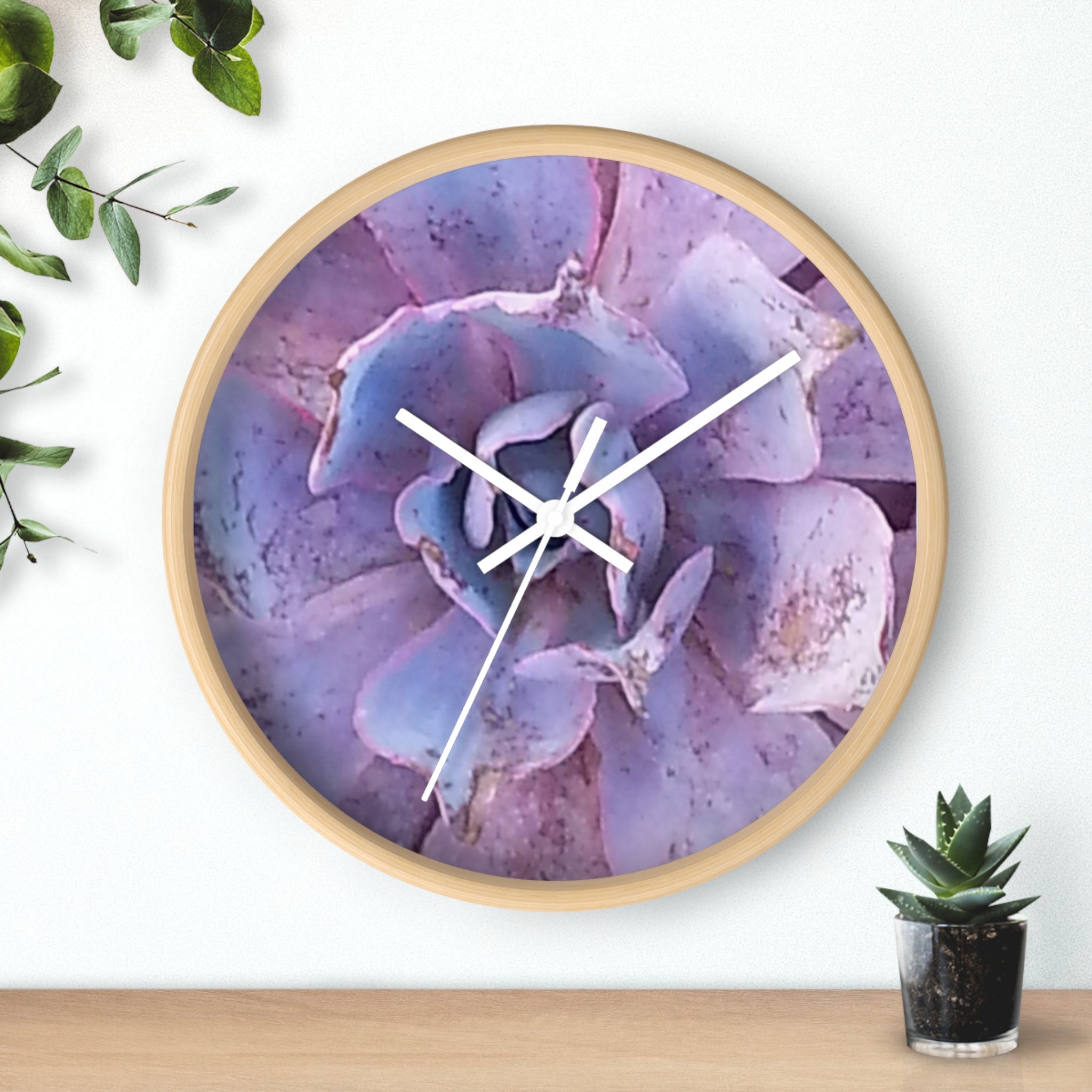 Arid Bloom | Dusty Lilac Growth Silent Glass Clock | The Rooted Collection
