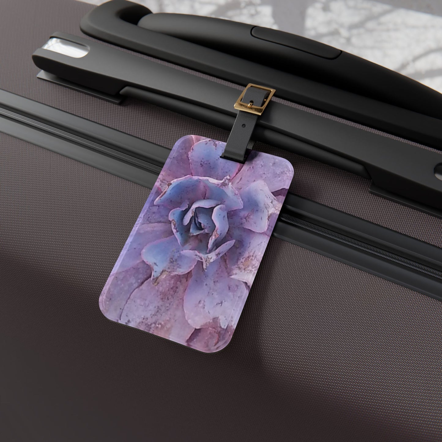 Nature-Inspired Luggage Tag with #originalphotograph of Succulent Bloom from #theGetty