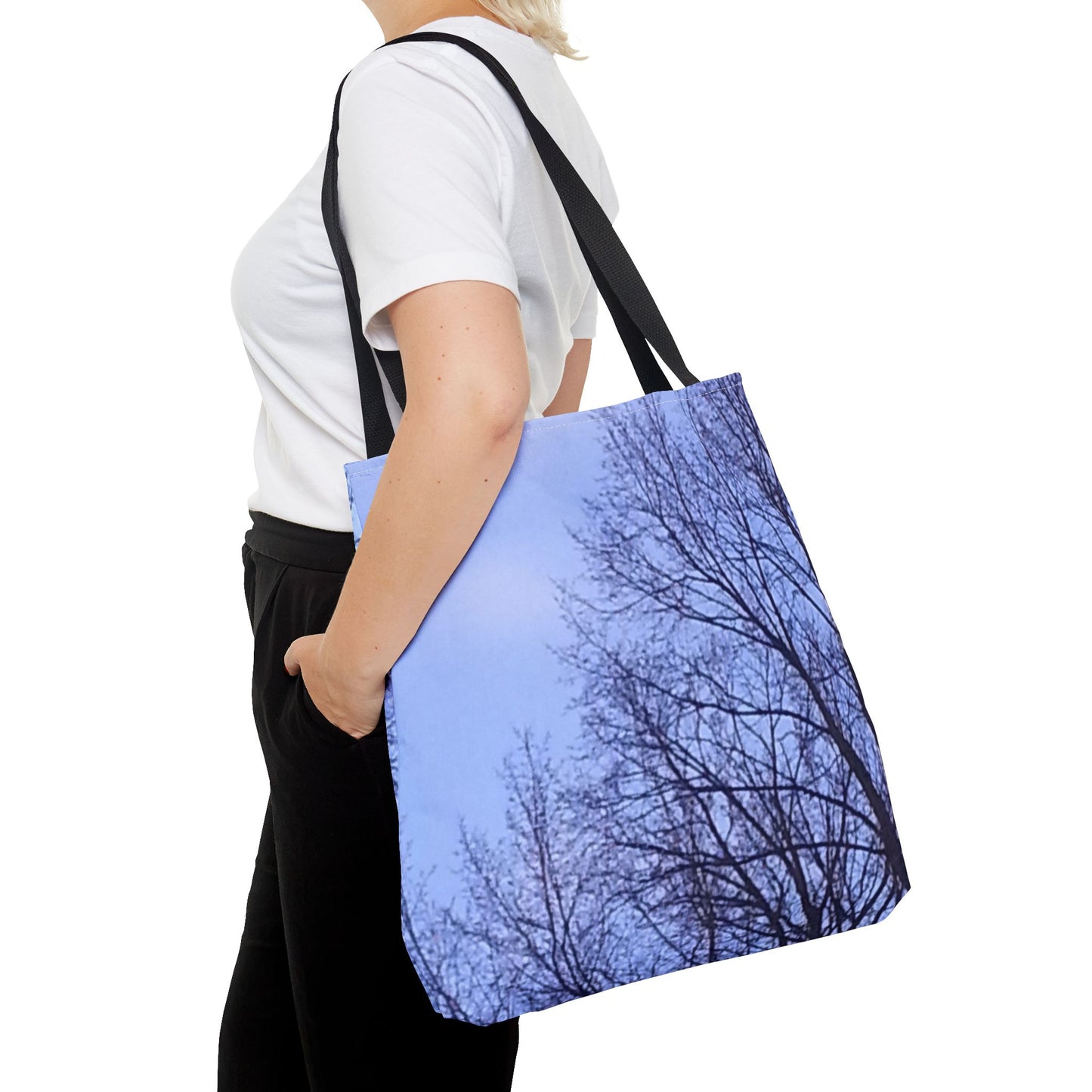 Nature-Inspired Tote Bag with an #originalphotograph of a Tree Silhouette Against a Blue Sky