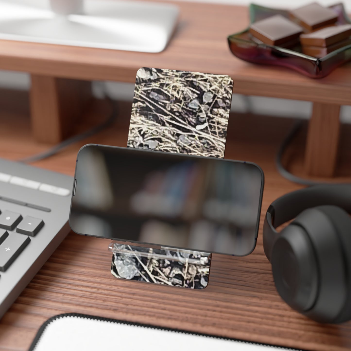 Nature-Inspired Mobile Display Stand with #originalphotograph of a stone bed