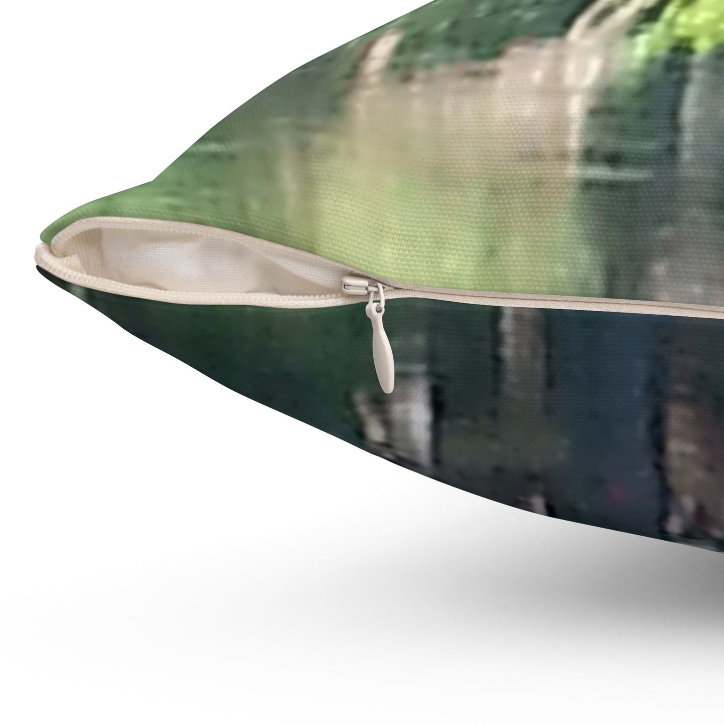 Nature-Inspired Decorative Square Pillow - #originalphotograph of serene lake reflection