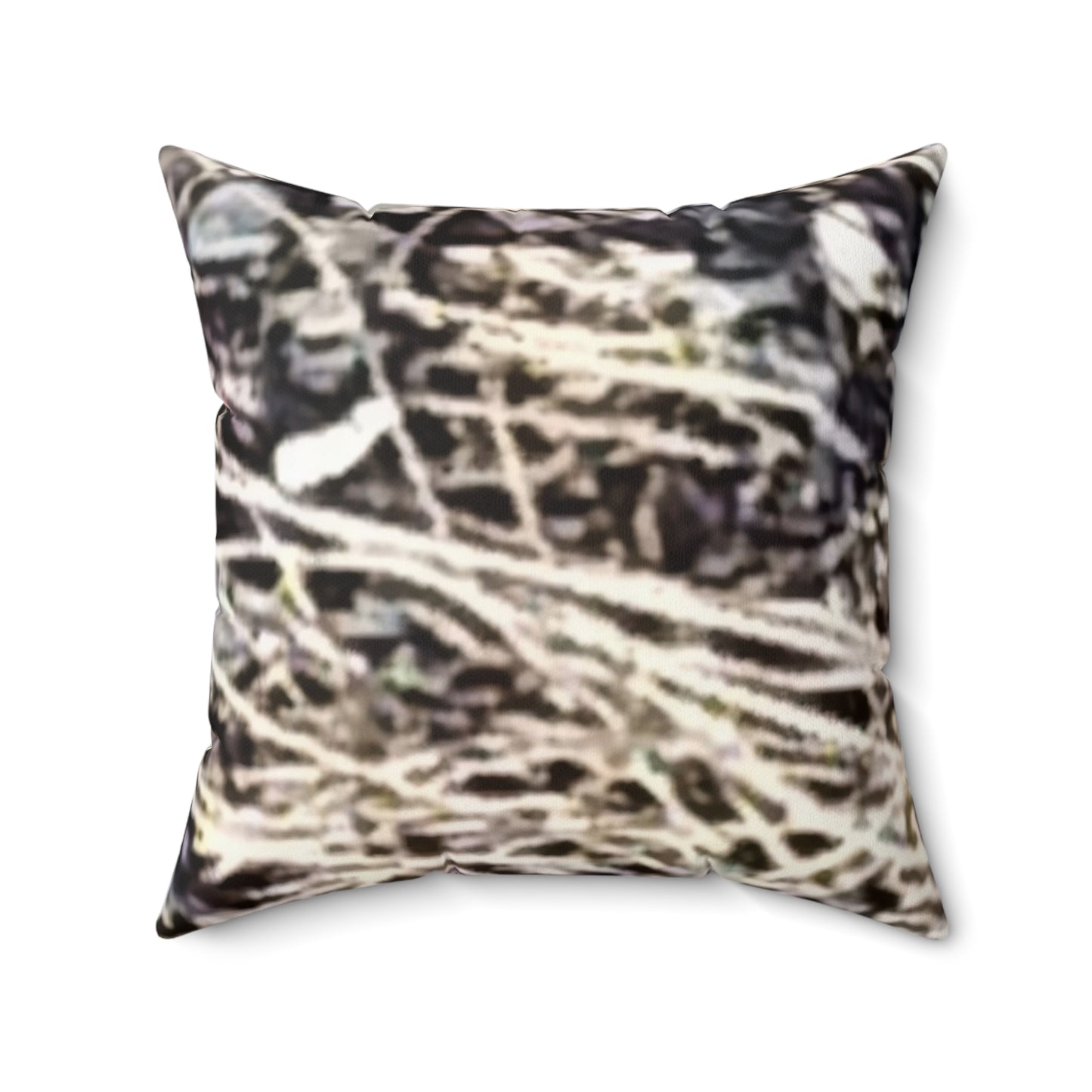 Nature-Inspired Decorative Square Pillow - Earthy Textured Design of a Stone Bed