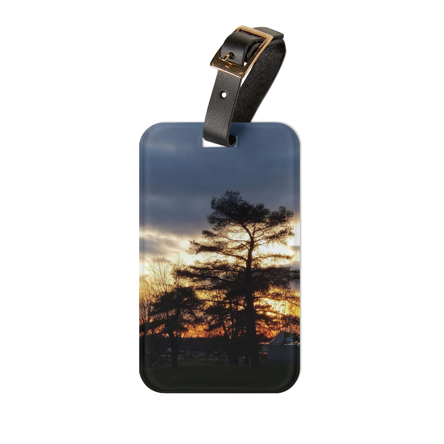 Nature-Inspired Luggage Tag with #originalphotograph of Sunset Pine Tree