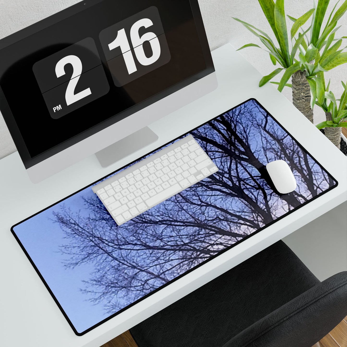 Nature-Inspired Desk Mat/Mouse pad - #originalphotography of Tree Silhouette Against a Blue Sky