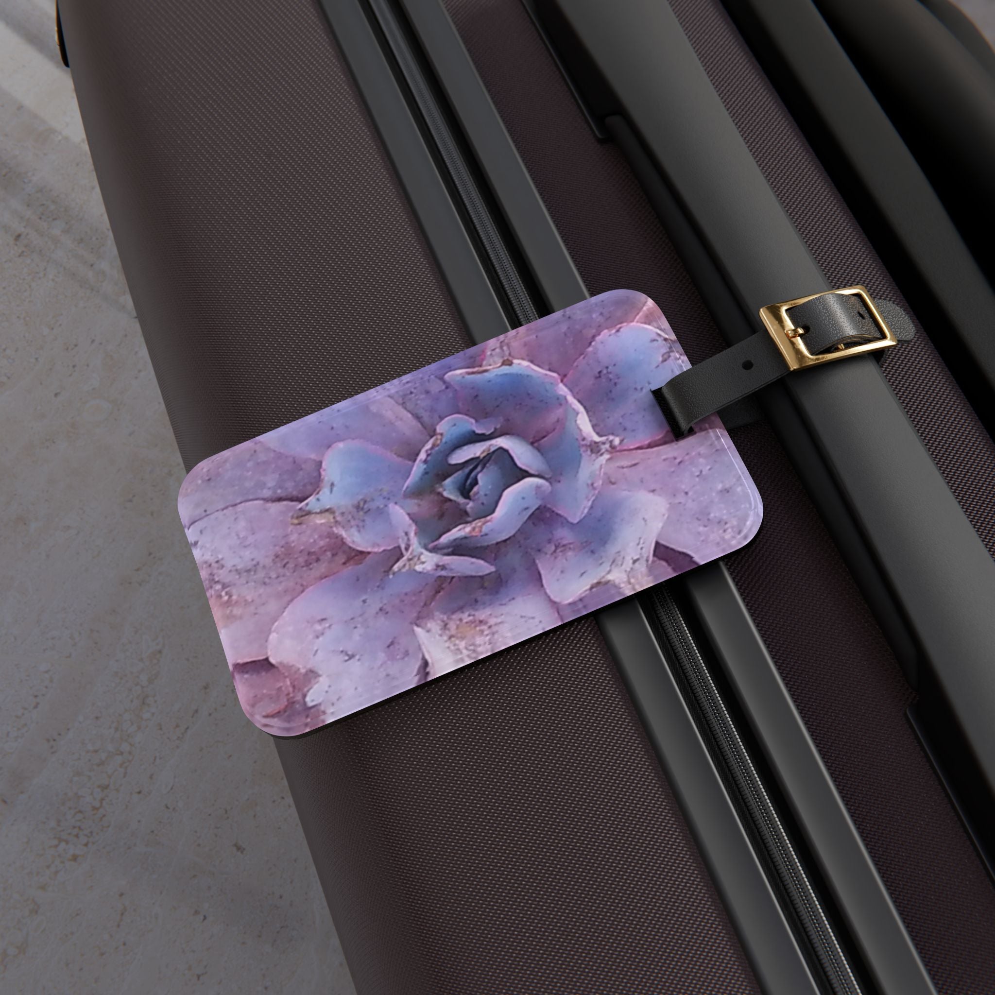 Drought Grace | Purple Succulent Botanical Luggage Tag | The Rooted Collection