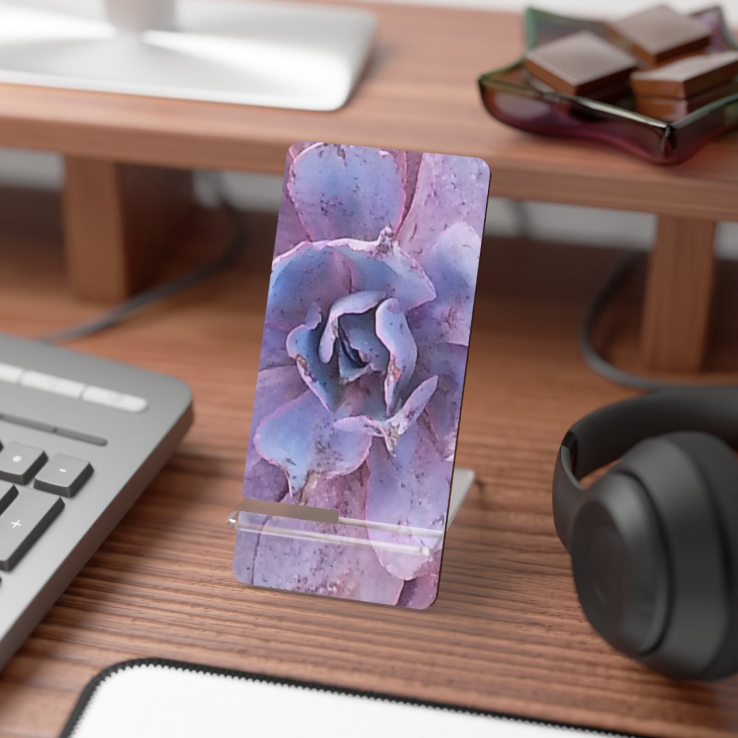 Nature-Inspired Mobile Display Stand with #originalphotograph of a succulent from #theGettyMuseum Garden