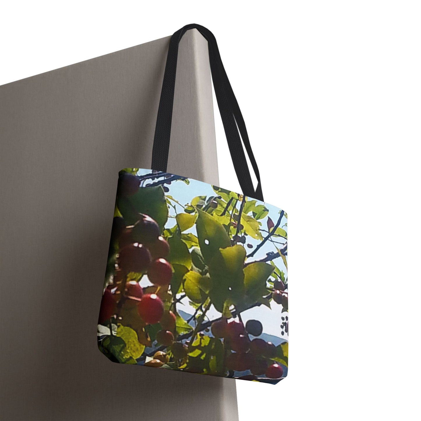 Nature-Inspired Tote Bag | #originalphotograph of a lakeview through berry branch