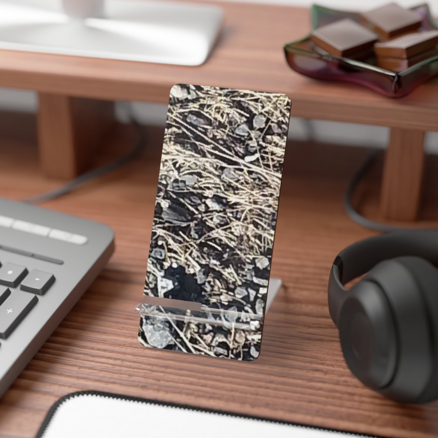 Nature-Inspired Mobile Display Stand with #originalphotograph of a stone bed