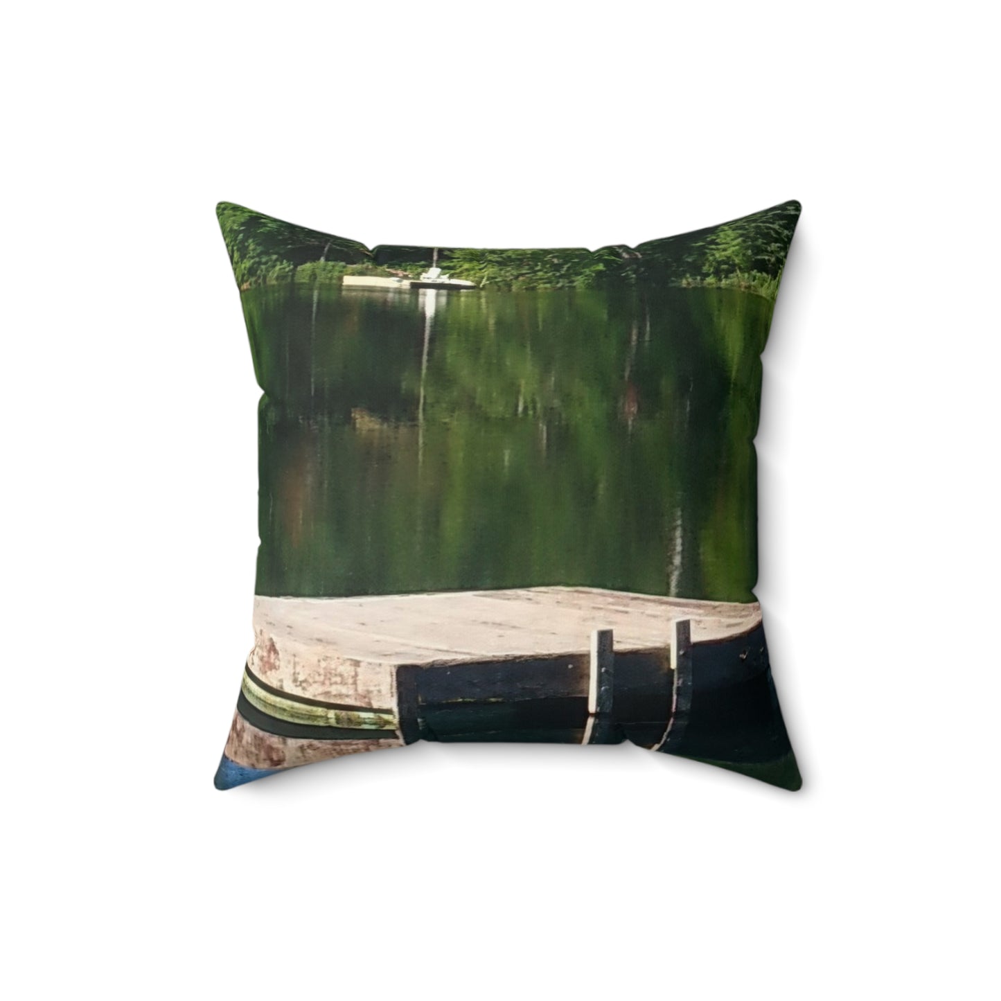 Nature-Inspired Decorative Square Pillow | Tranquil Water Reflection