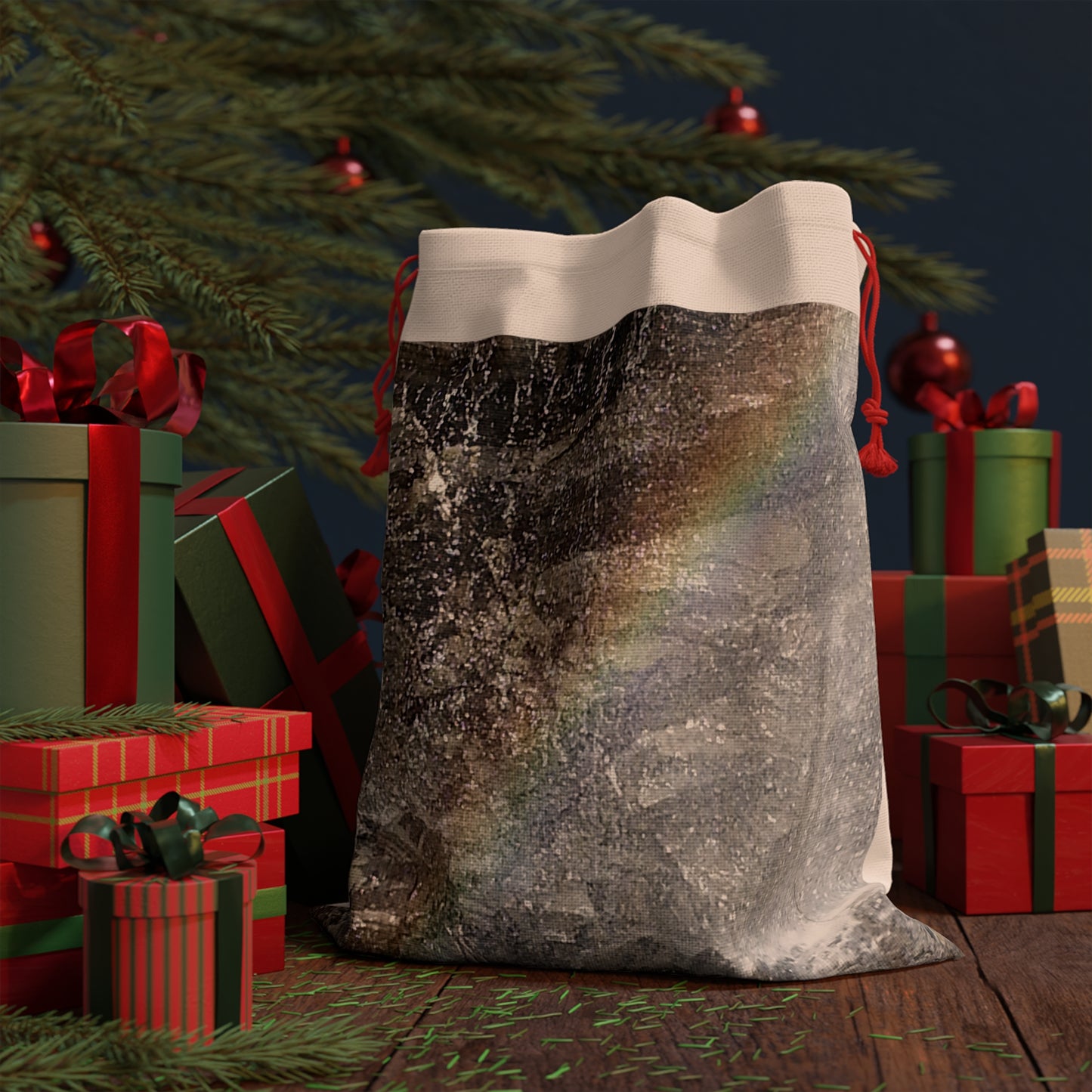 Nature-Inspired Gift Bag of Rainbow Against Rock for Eco-Friendly Gifting