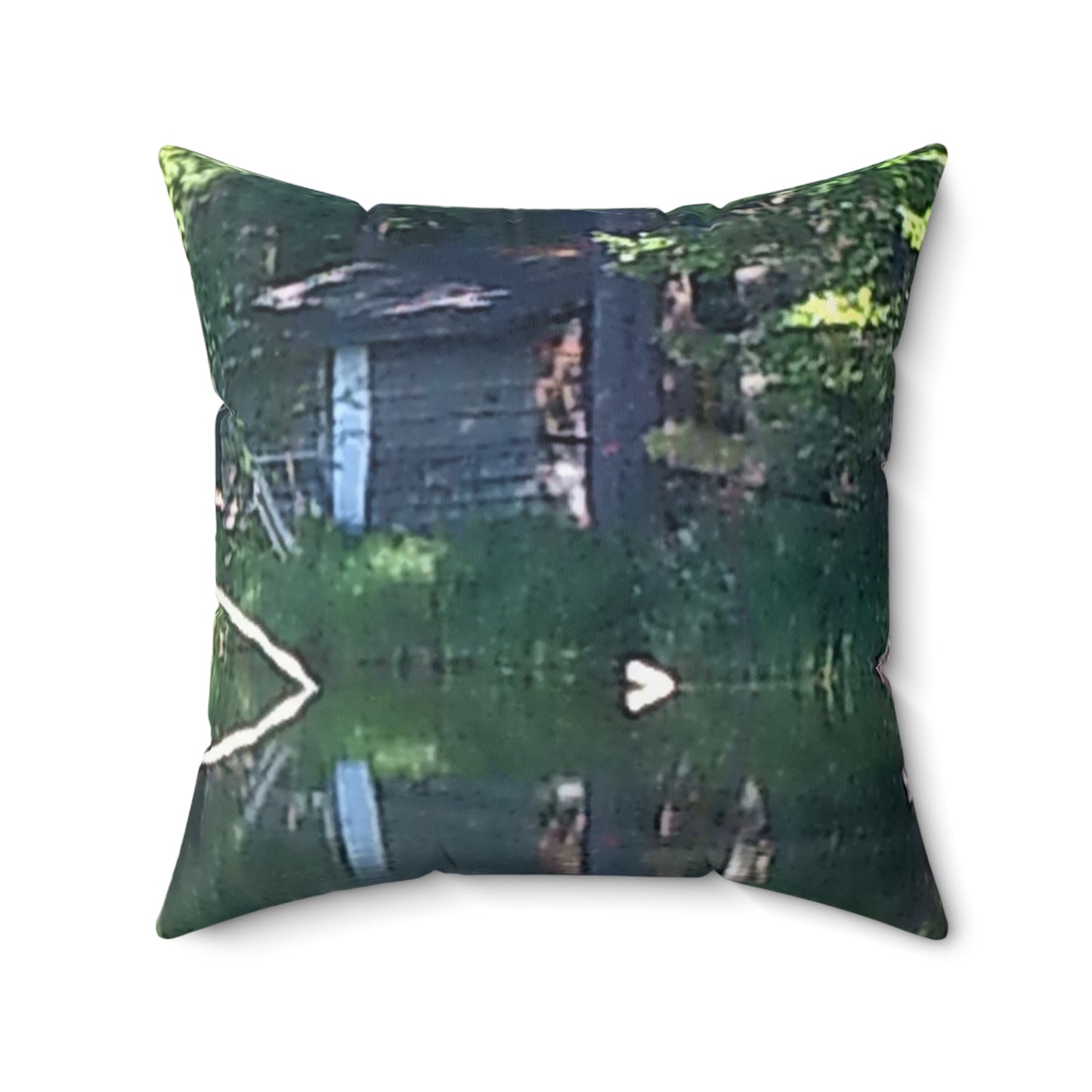 Nature-Inspired Decorative Square Pillow - #originalphotograph of serene lake reflection