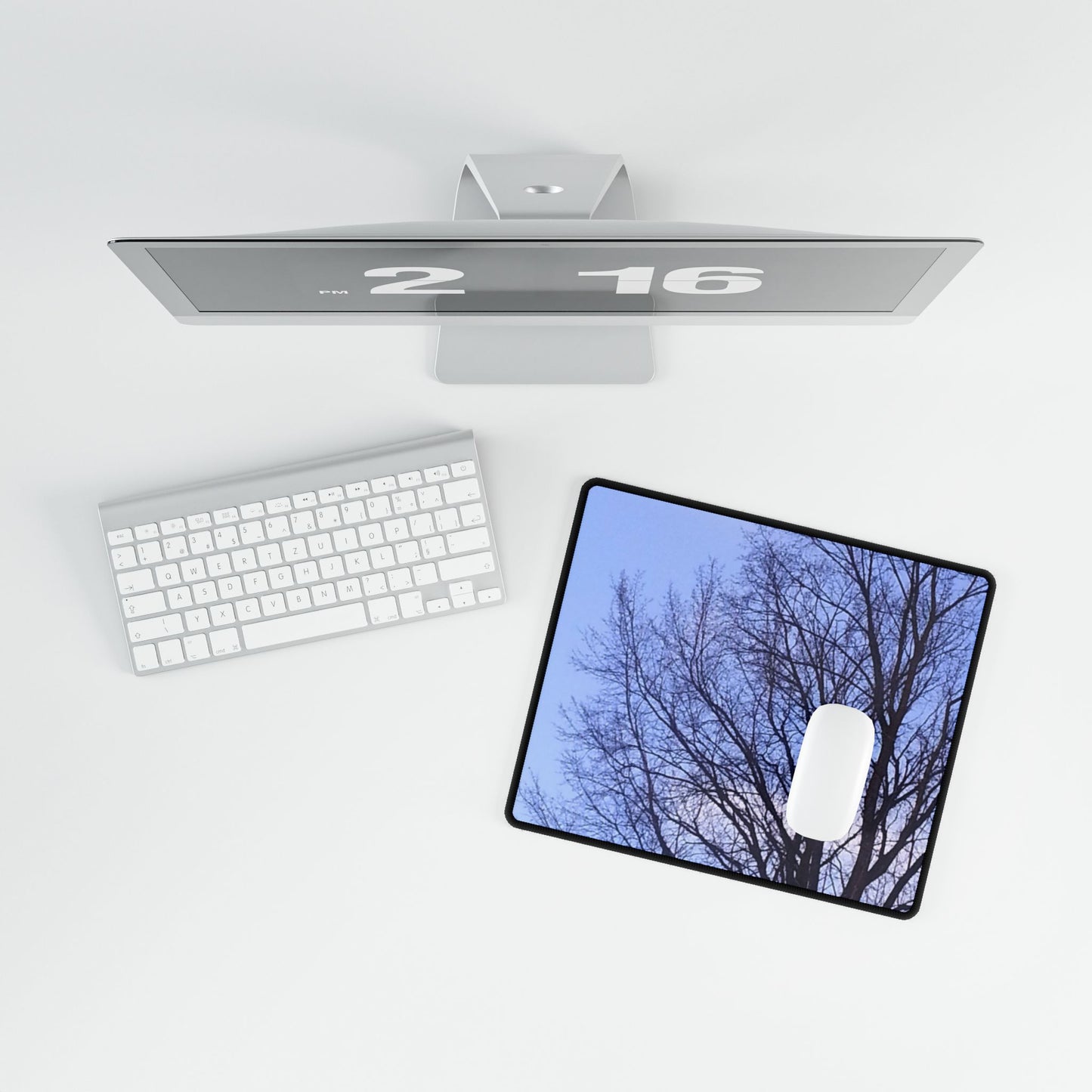 Nature-Inspired Desk Mat/Mouse pad - #originalphotography of Tree Silhouette Against a Blue Sky