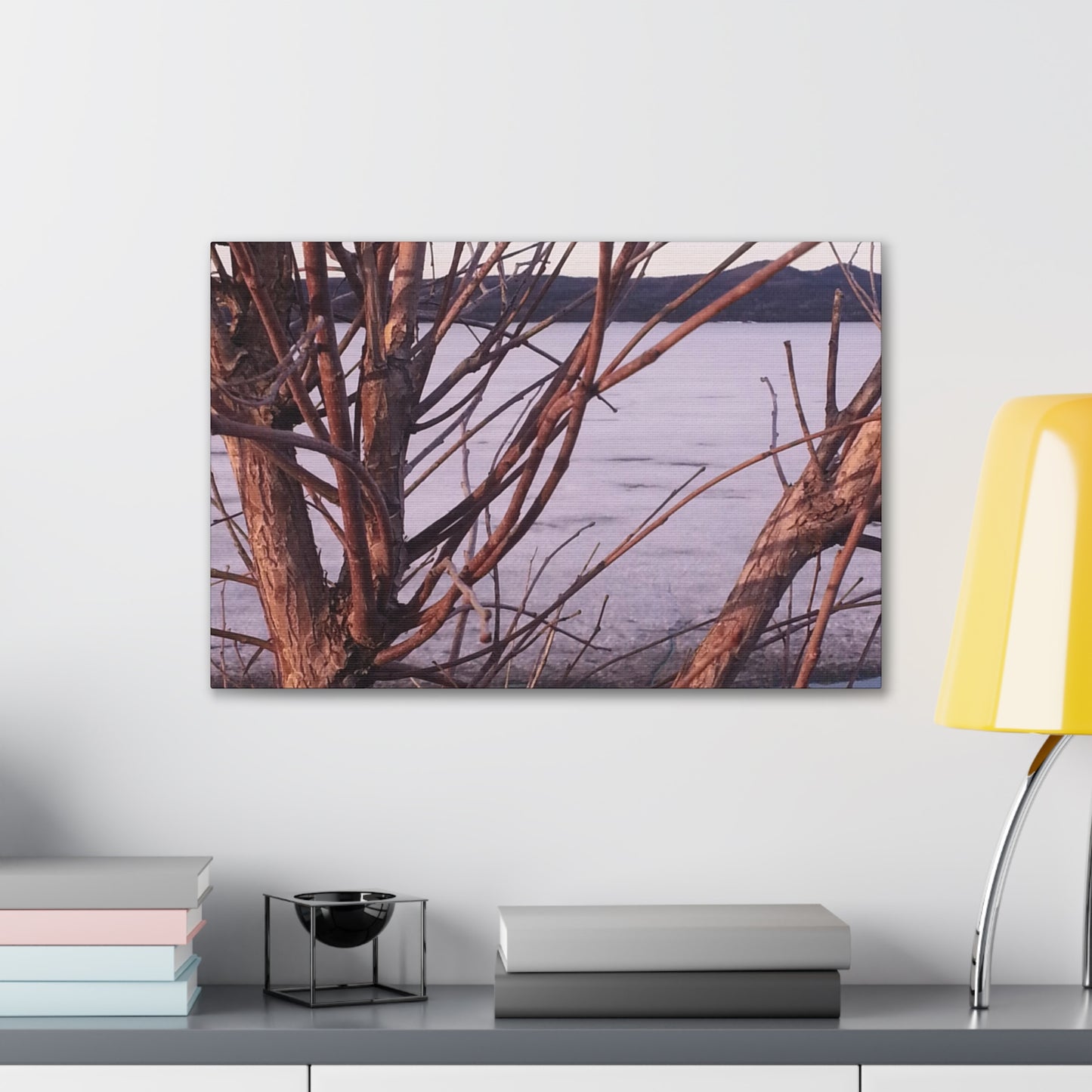 Nature-Inspired Canvases from an #originalphotograph of a Serene Lakeview with Bare Trees - 0.75" Stretched Nature Wall Decor
