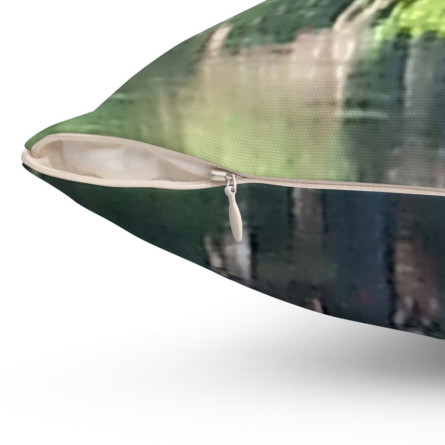 Nature-Inspired Decorative Square Pillow - #originalphotograph of serene lake reflection