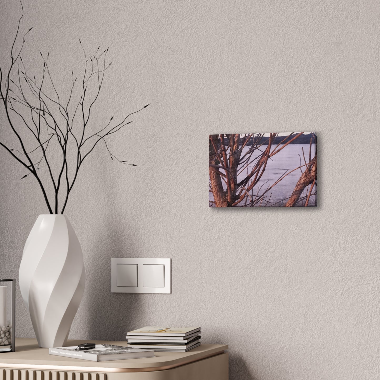 Nature-Inspired Canvases from an #originalphotograph of a Serene Lakeview with Bare Trees - 0.75" Stretched Nature Wall Decor