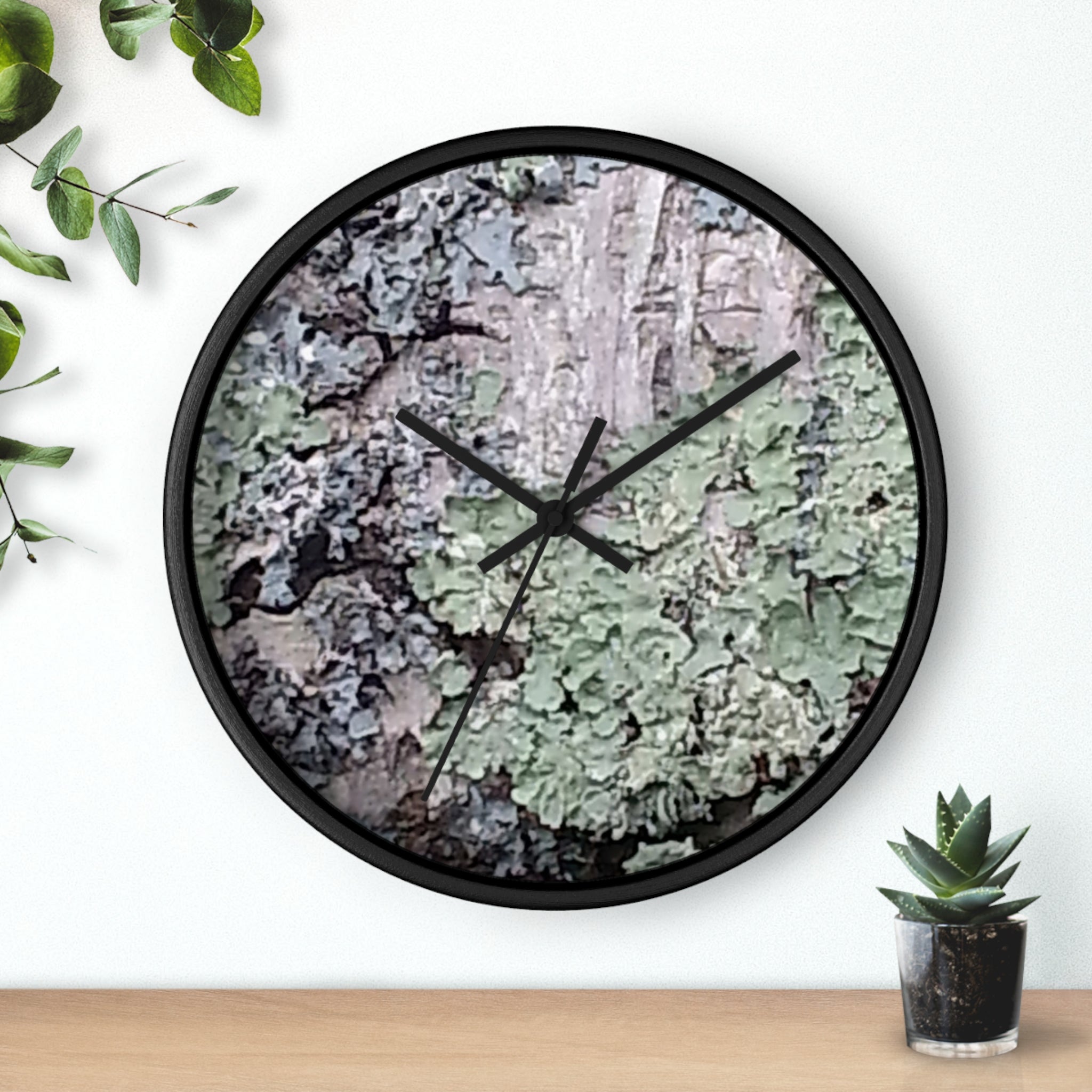 Symbiotic Veneer | Intricate Lichen Growth Silent Wall Clock | The Rooted Collection