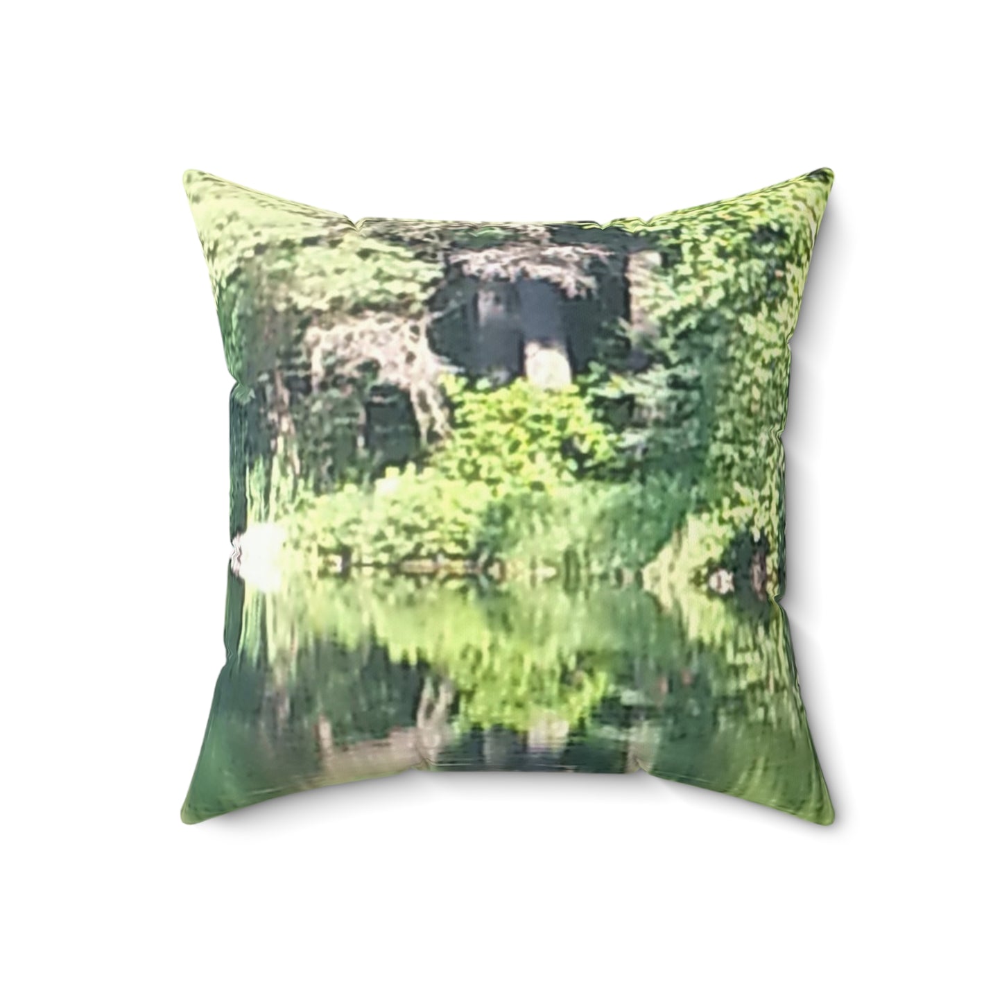 Nature-Inspired Decorative Square Pillow - #originalphotograph of serene lake reflection