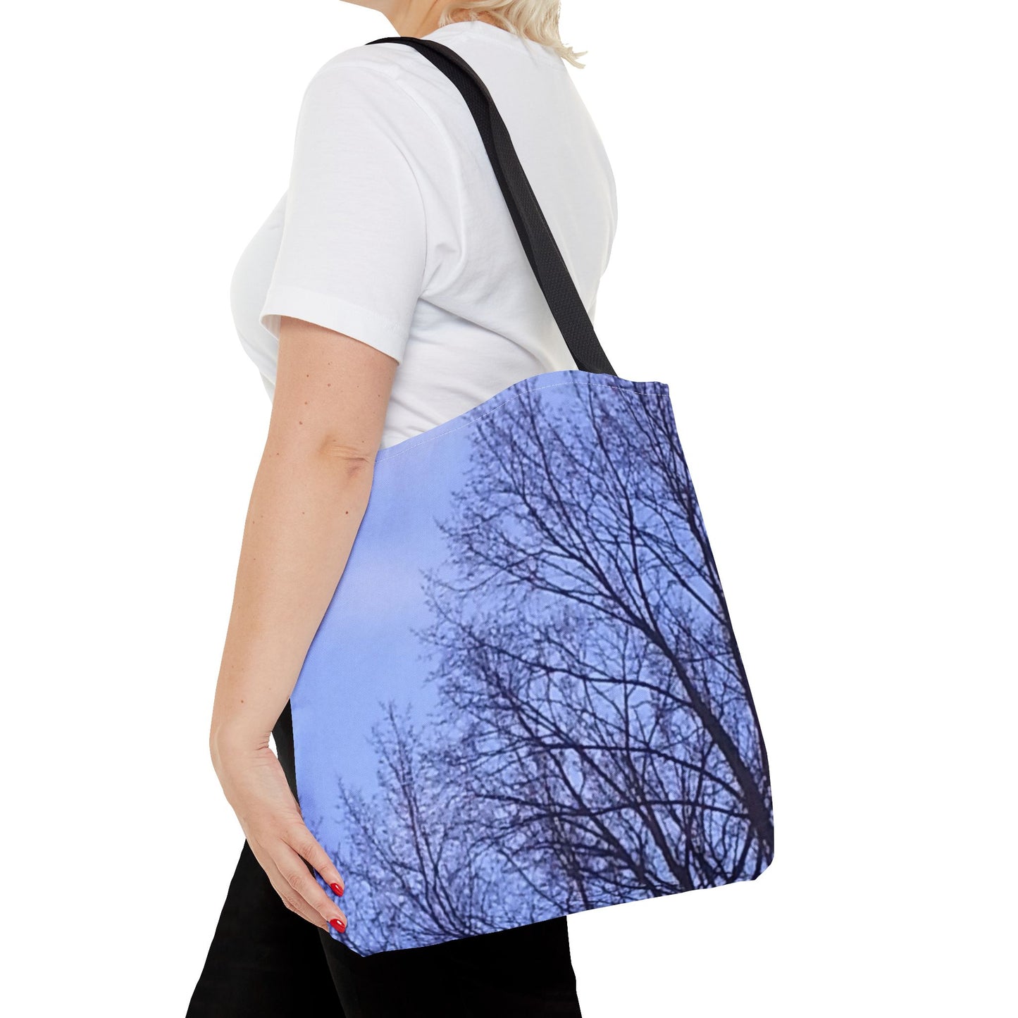 Nature-Inspired Tote Bag with an #originalphotograph of a Tree Silhouette Against a Blue Sky