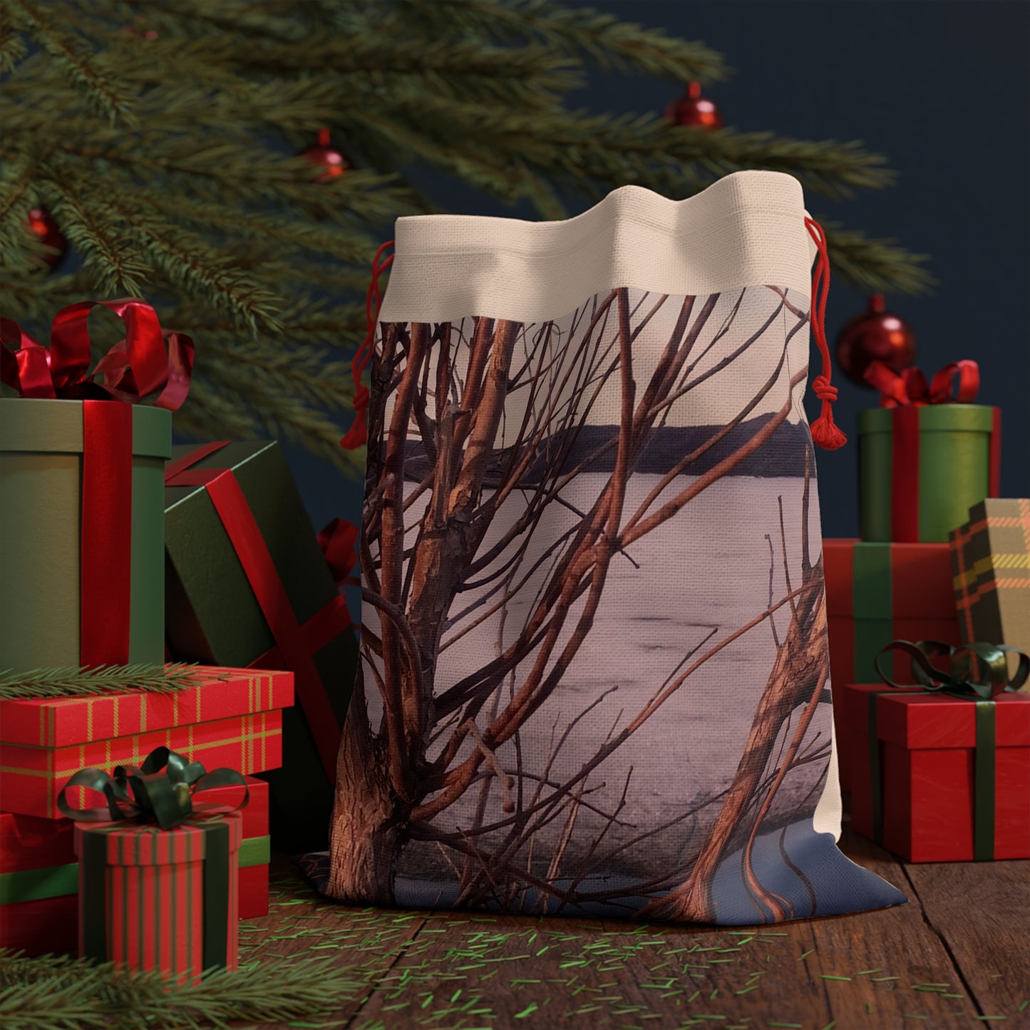 Nature-Inspired Gift Bag of Winter Branches for Eco-Friendly Gifting