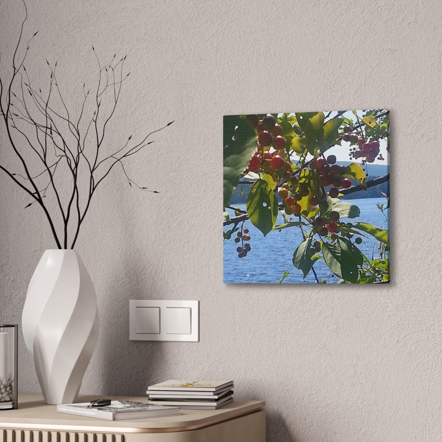 Nature-Inspired Canvases from an #originalphotograph of a Scenic Berry Branch - 0.75" Stretched Nature Wall Decor