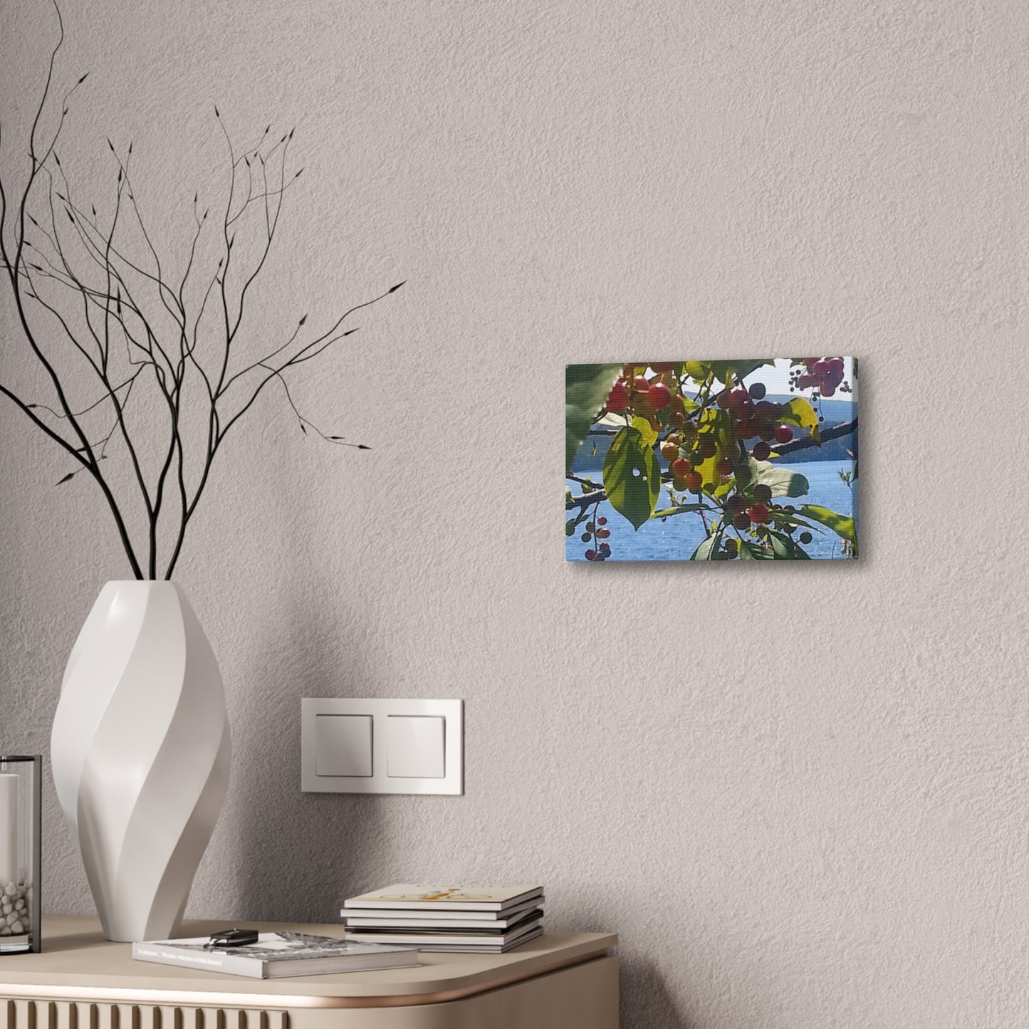 Nature-Inspired Canvases from an #originalphotograph of a Scenic Berry Branch - 0.75" Stretched Nature Wall Decor