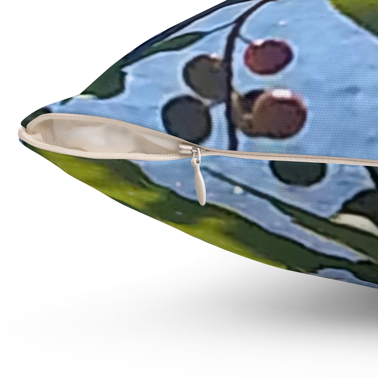 Nature-Inspired Decorative Square Pillow - #originalphotograph of Leaf and Berry