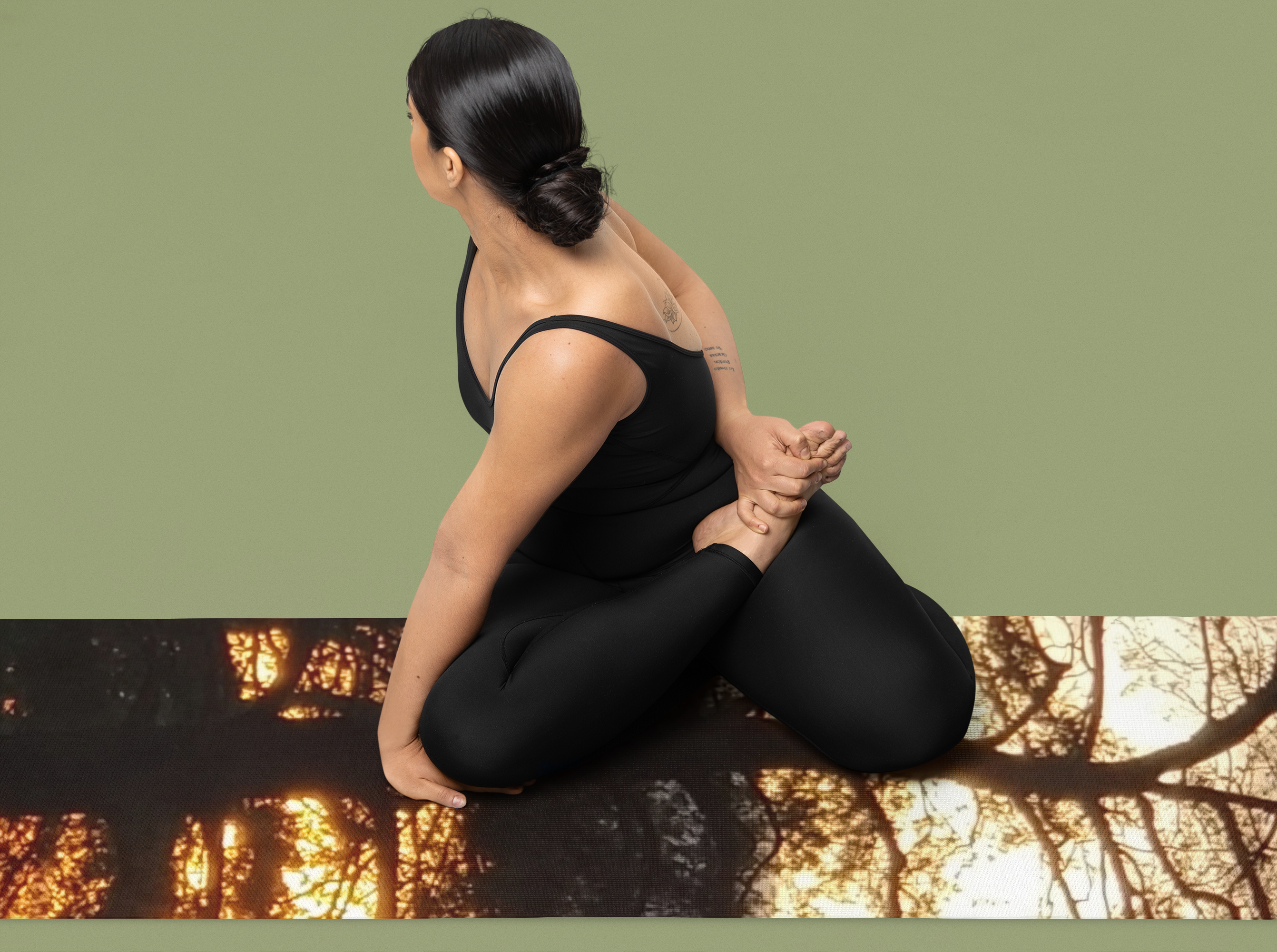 Shadowed Peace | Sunset Forest Silhouette Yoga Mat | The Flow Collection
