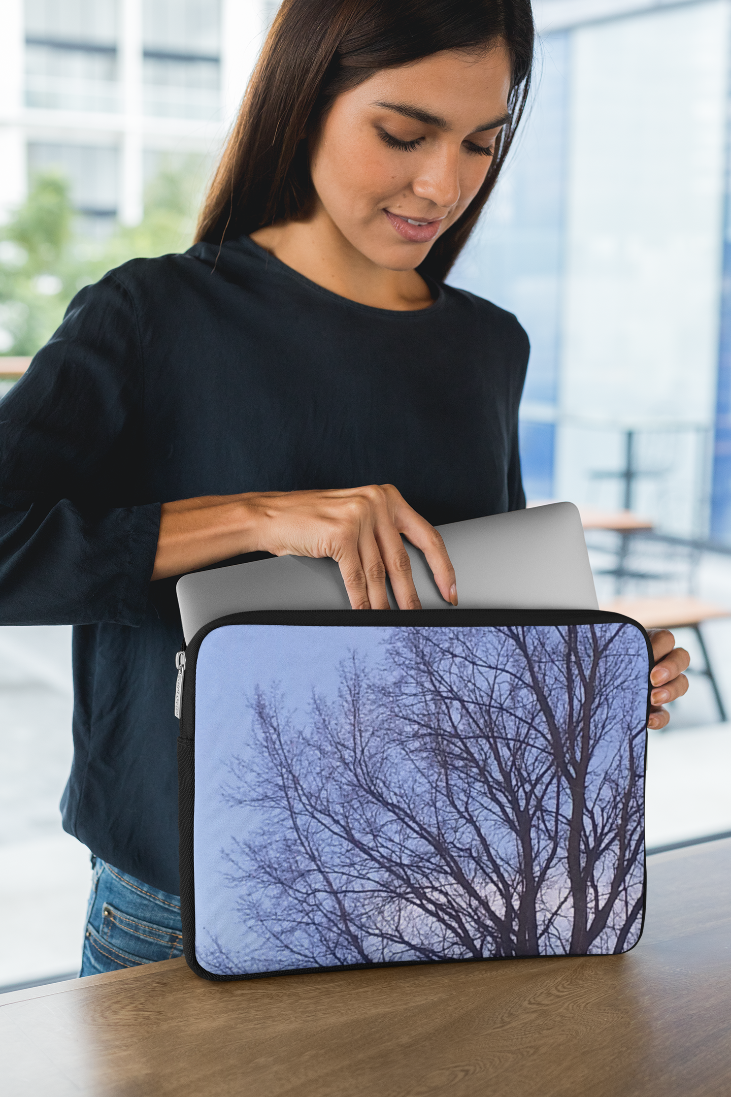 Airy Solitude | Infinite Blue Ascent Laptop Sleeve | The Nurture Collection