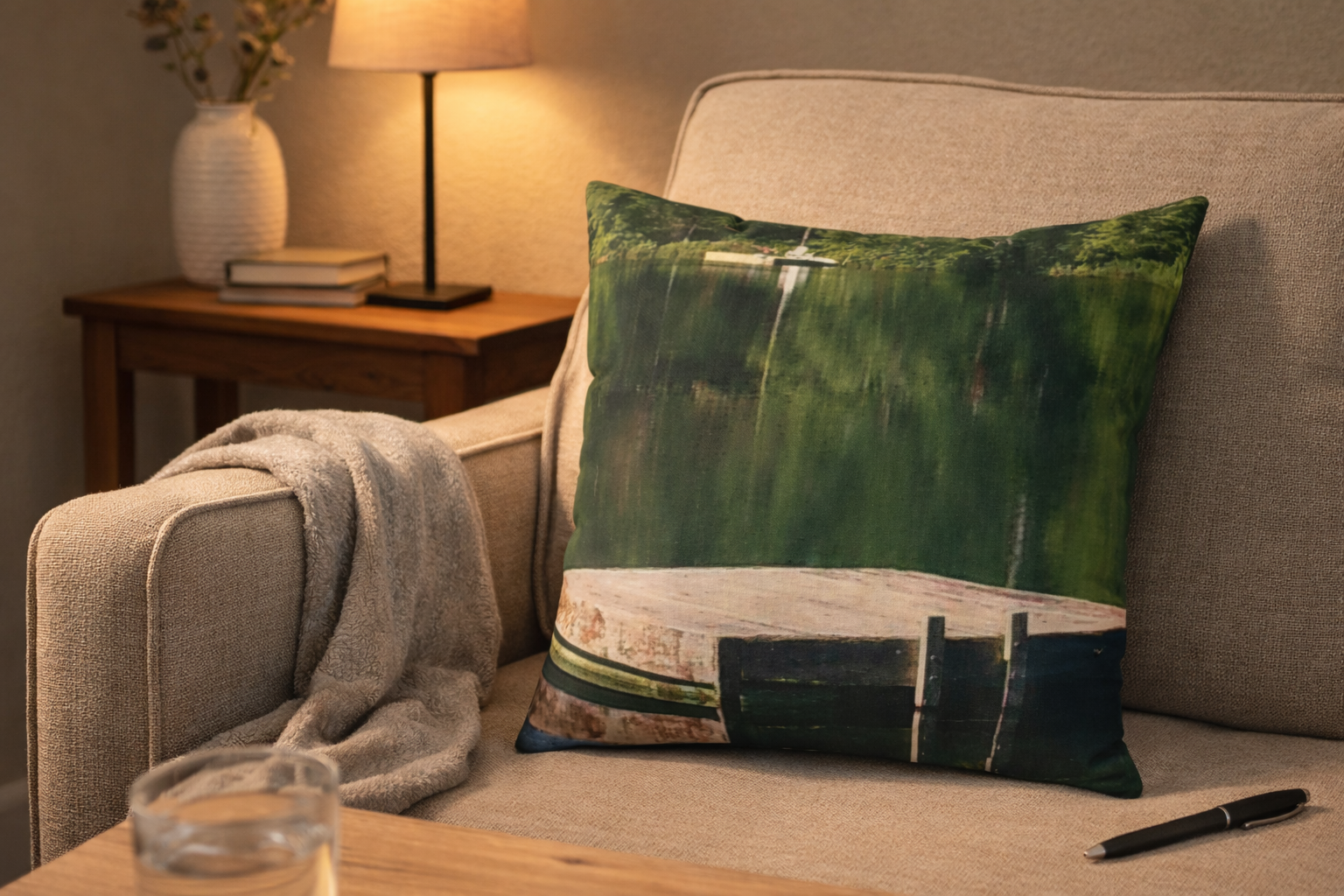 Serene Lakeside | Quiet Watercourse Pillow | The Nurture Collection