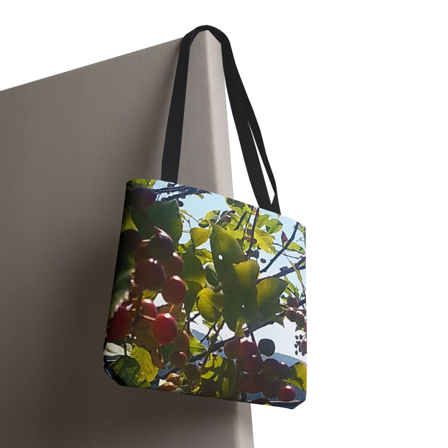 Nature-Inspired Tote Bag | #originalphotograph of a lakeview through berry branch