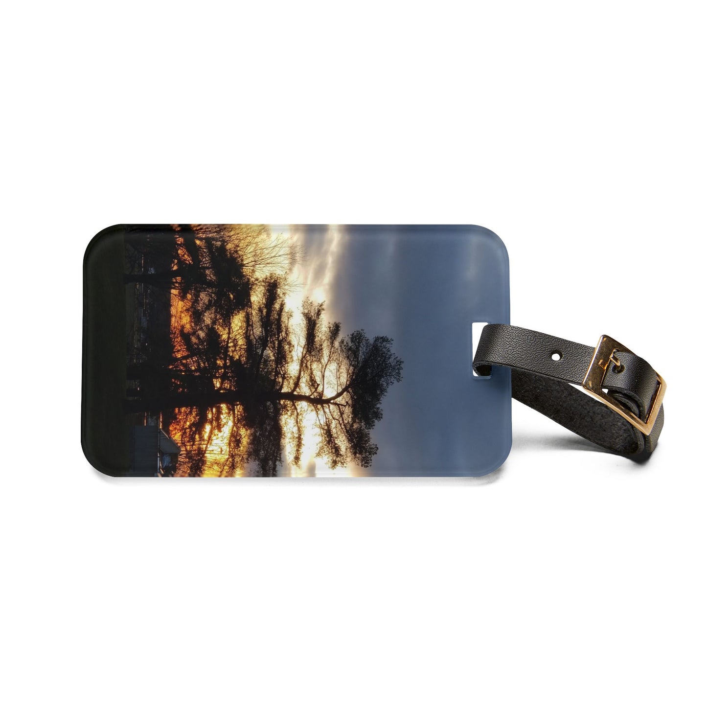 Nature-Inspired Luggage Tag with #originalphotograph of Sunset Pine Tree