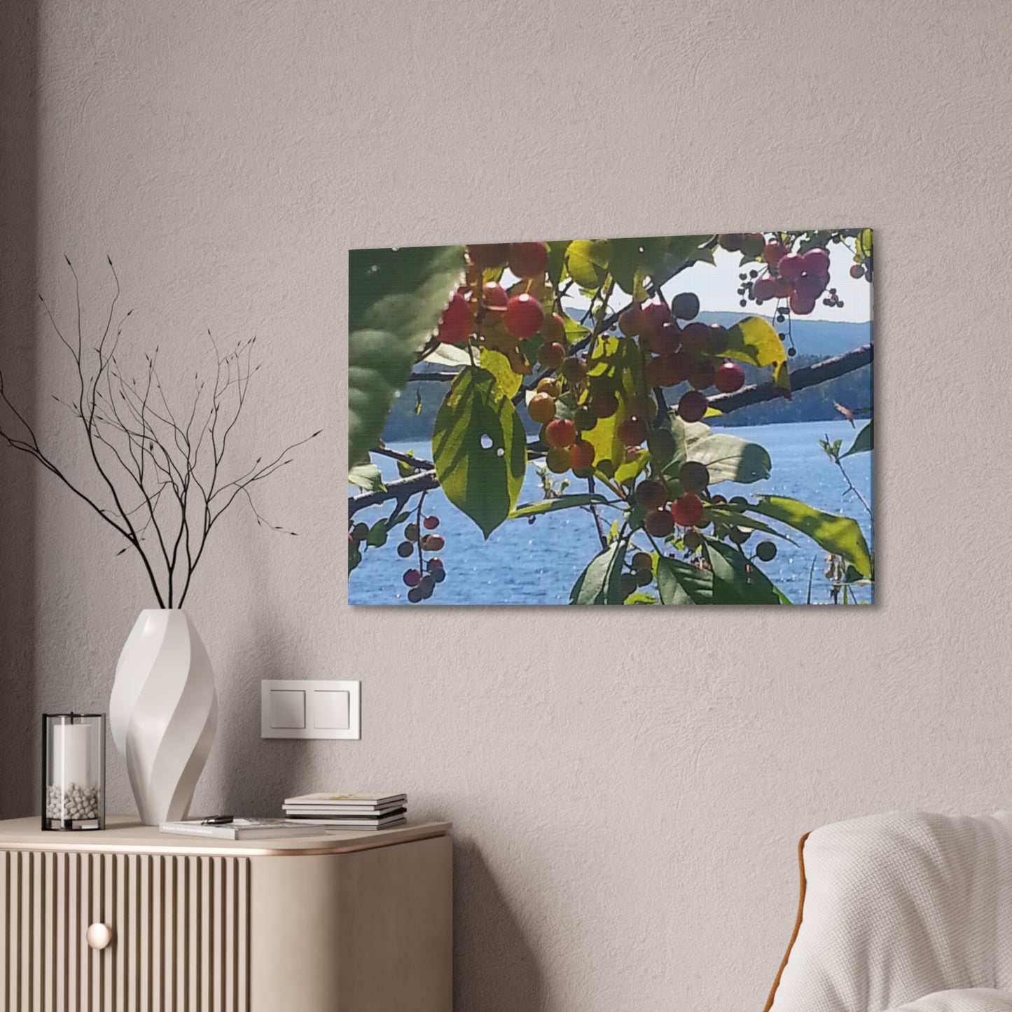 Nature-Inspired Canvases from an #originalphotograph of a Scenic Berry Branch - 0.75" Stretched Nature Wall Decor