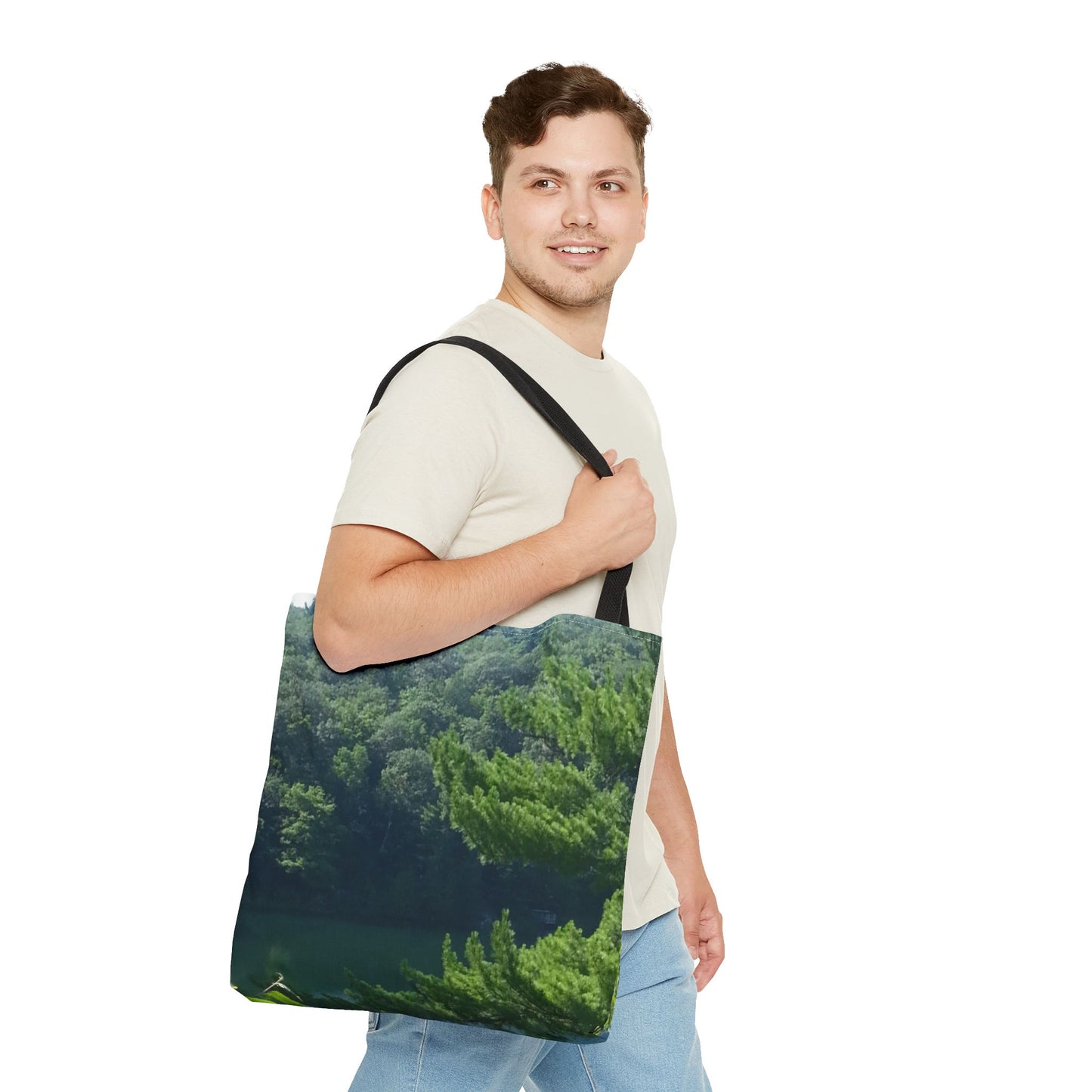 Nature-Inspired Tote Bag | Serene Lakeview