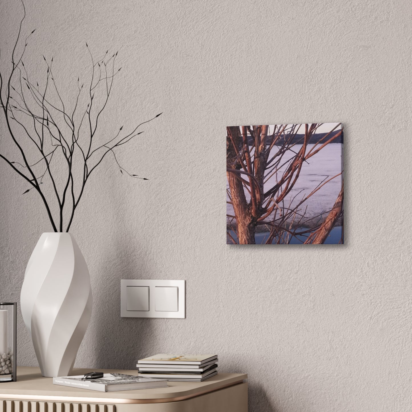 Nature-Inspired Canvases from an #originalphotograph of a Serene Lakeview with Bare Trees - 0.75" Stretched Nature Wall Decor