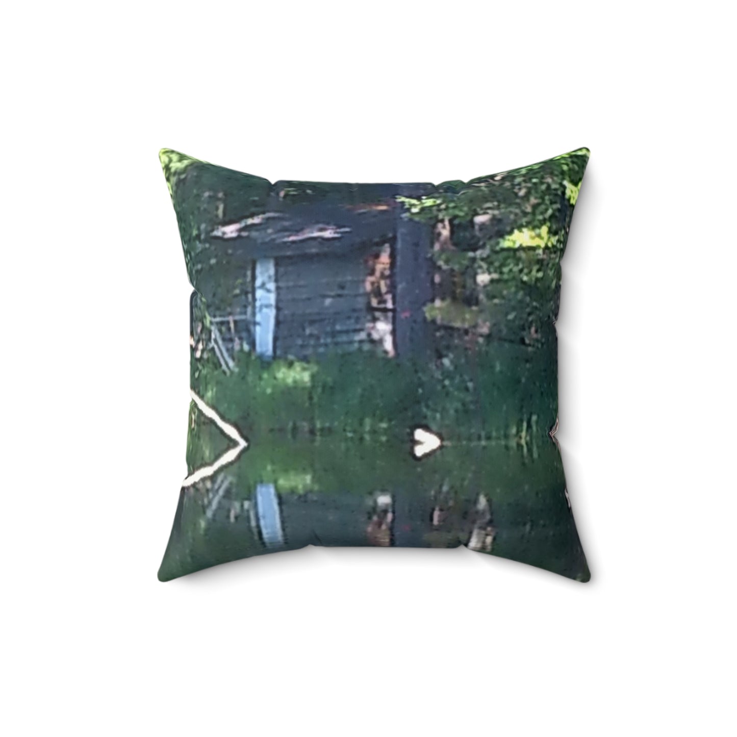 Nature-Inspired Decorative Square Pillow - #originalphotograph of serene lake reflection