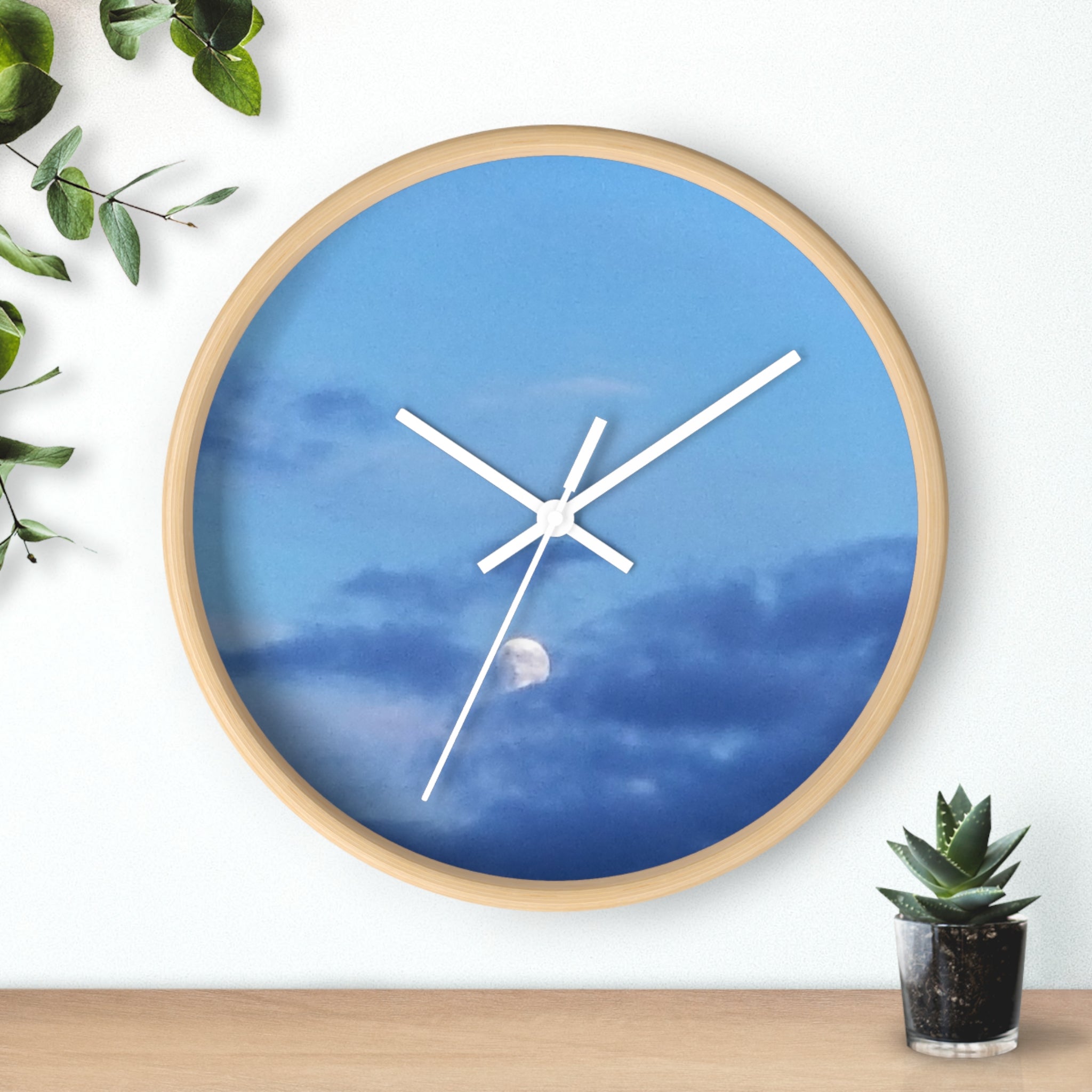 Celestial Gaze | Moonlit Cloudscape Silent Wall Clock | The Inspiration Collection