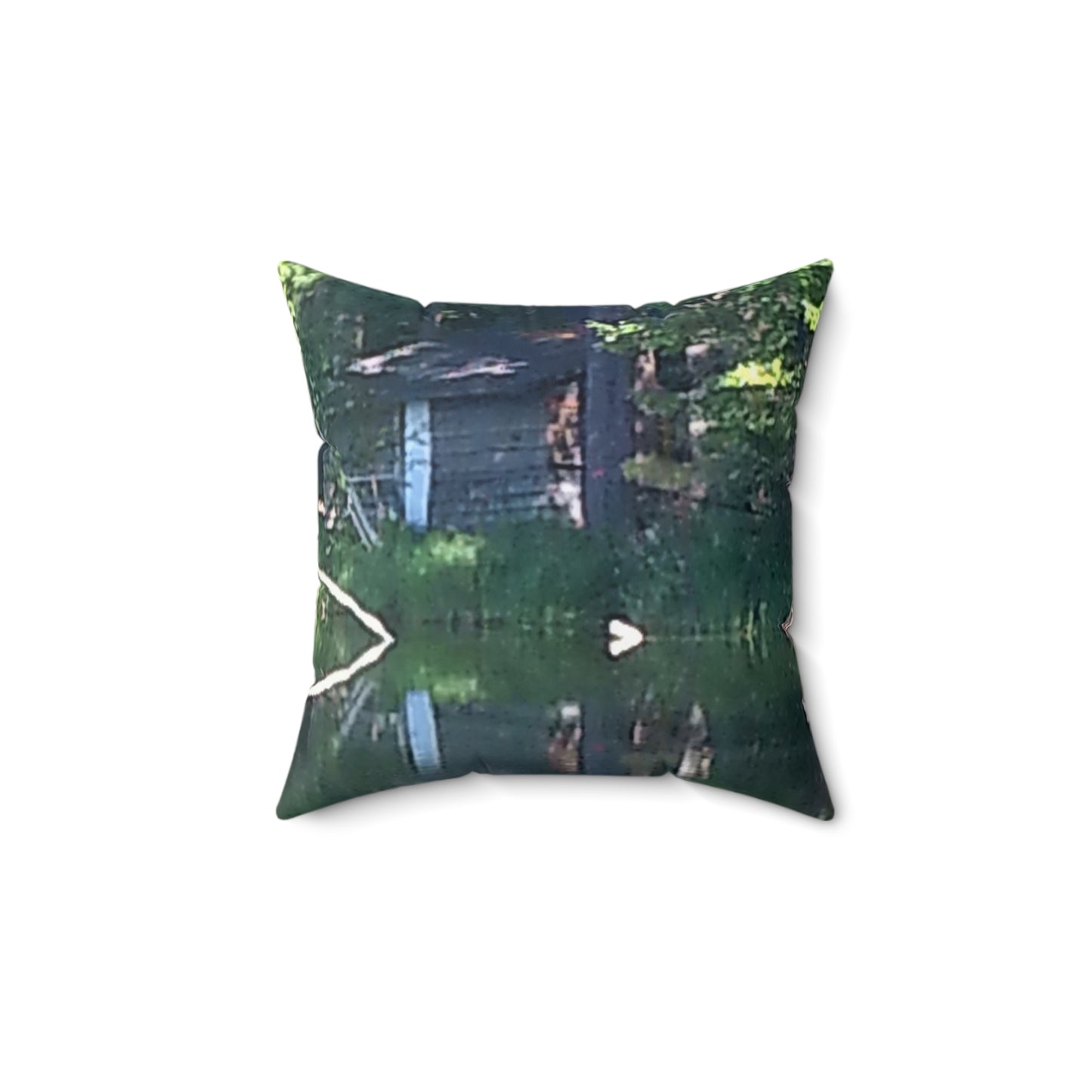Nature-Inspired Decorative Square Pillow - #originalphotograph of serene lake reflection