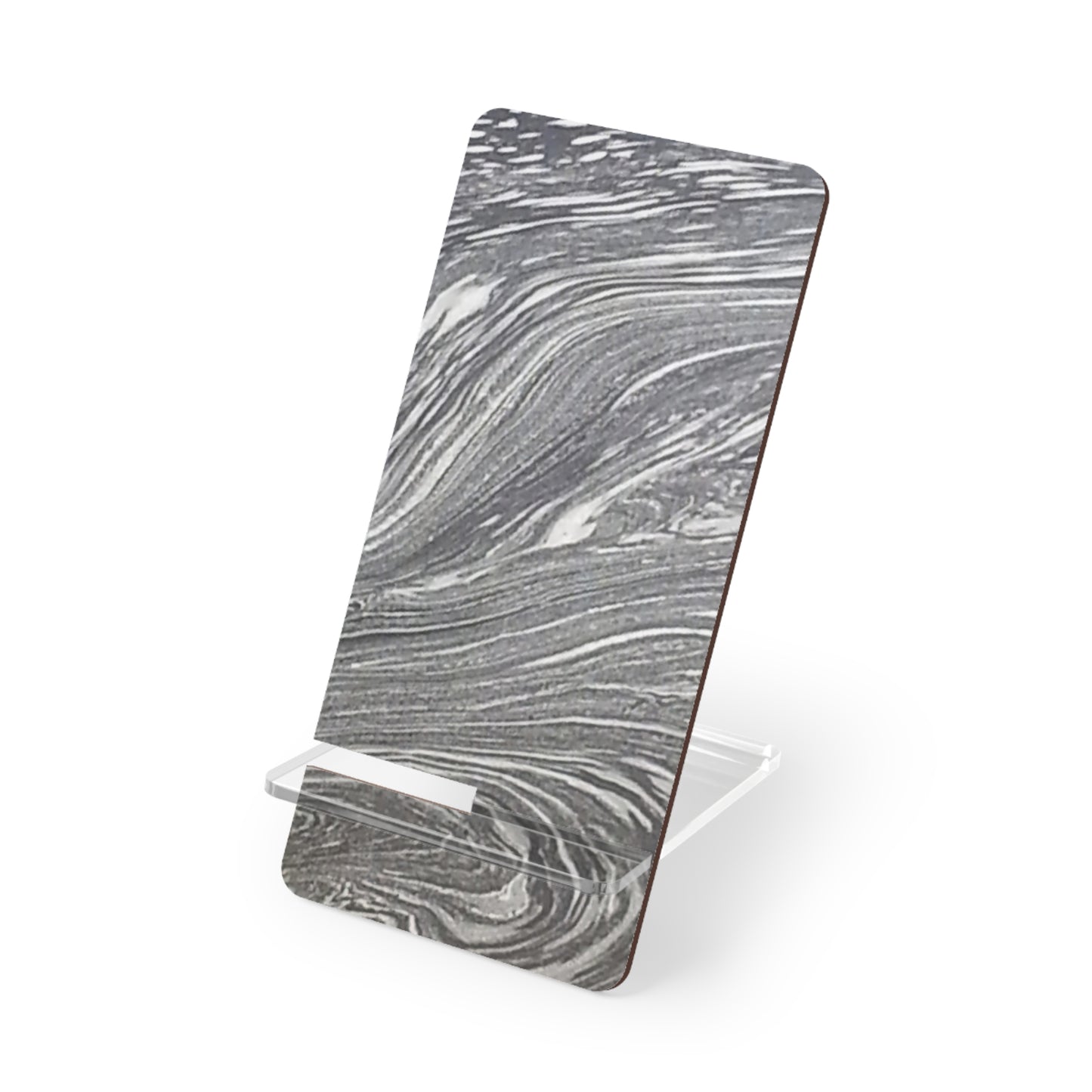 Nature-Inspired Mobile Display Stand with #originalphotograph of marble-like swirls on a lake
