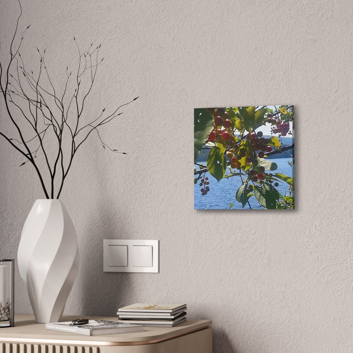 Nature-Inspired Canvases from an #originalphotograph of a Scenic Berry Branch - 0.75" Stretched Nature Wall Decor