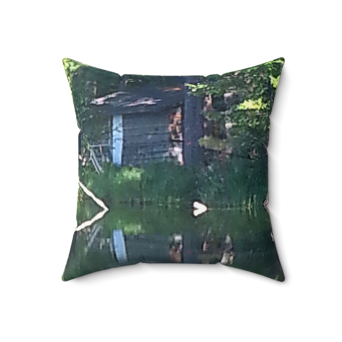Nature-Inspired Decorative Square Pillow - #originalphotograph of serene lake reflection