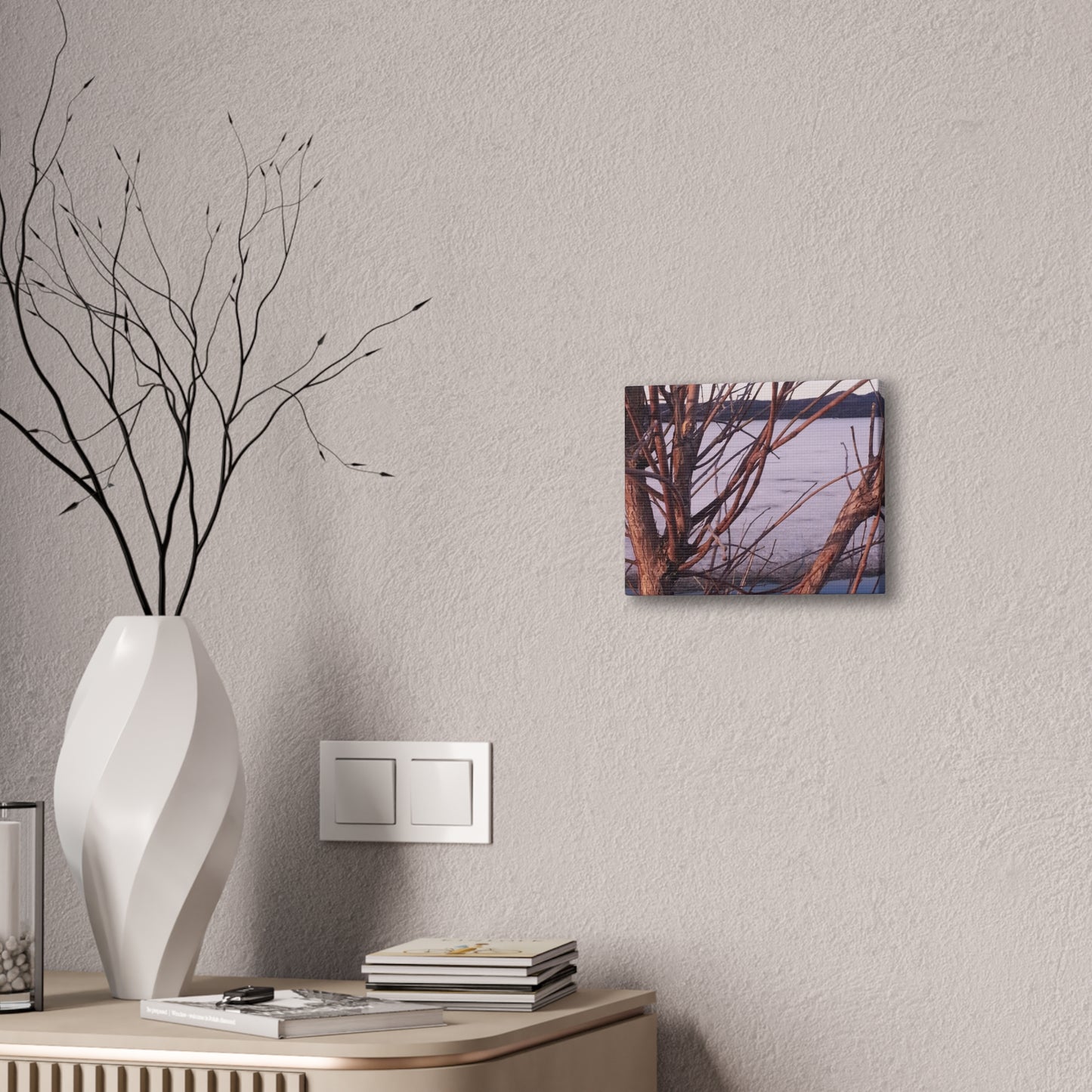 Nature-Inspired Canvases from an #originalphotograph of a Serene Lakeview with Bare Trees - 0.75" Stretched Nature Wall Decor