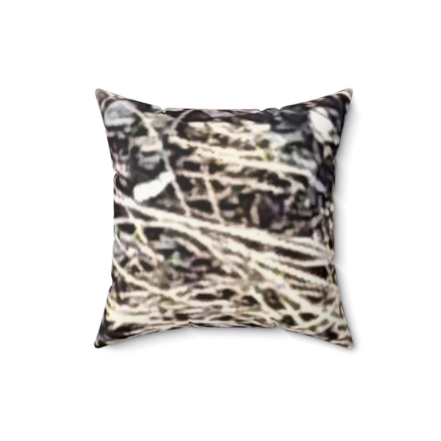 Nature-Inspired Decorative Square Pillow - Earthy Textured Design of a Stone Bed