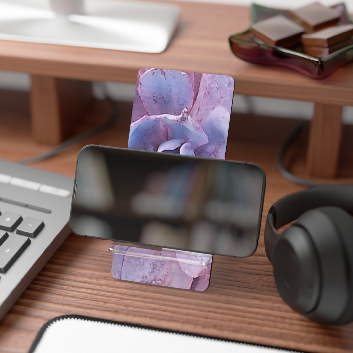 Nature-Inspired Mobile Display Stand with #originalphotograph of a succulent from #theGettyMuseum Garden