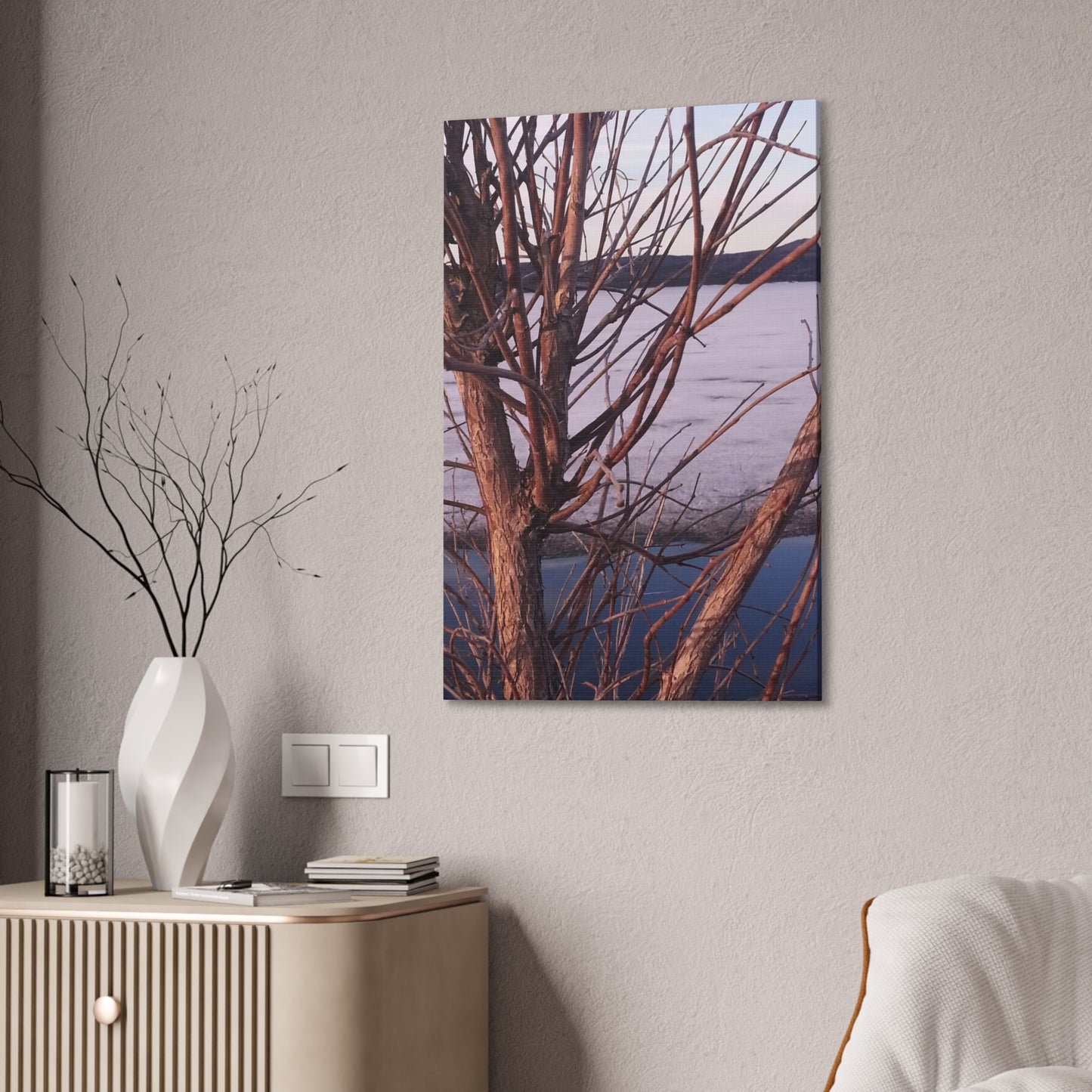Nature-Inspired Canvases from an #originalphotograph of a Serene Lakeview with Bare Trees - 0.75" Stretched Nature Wall Decor