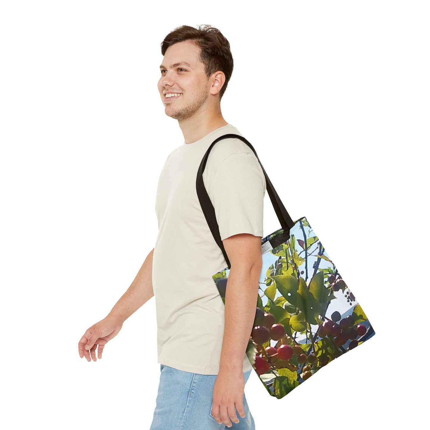 Nature-Inspired Tote Bag | #originalphotograph of a lakeview through berry branch