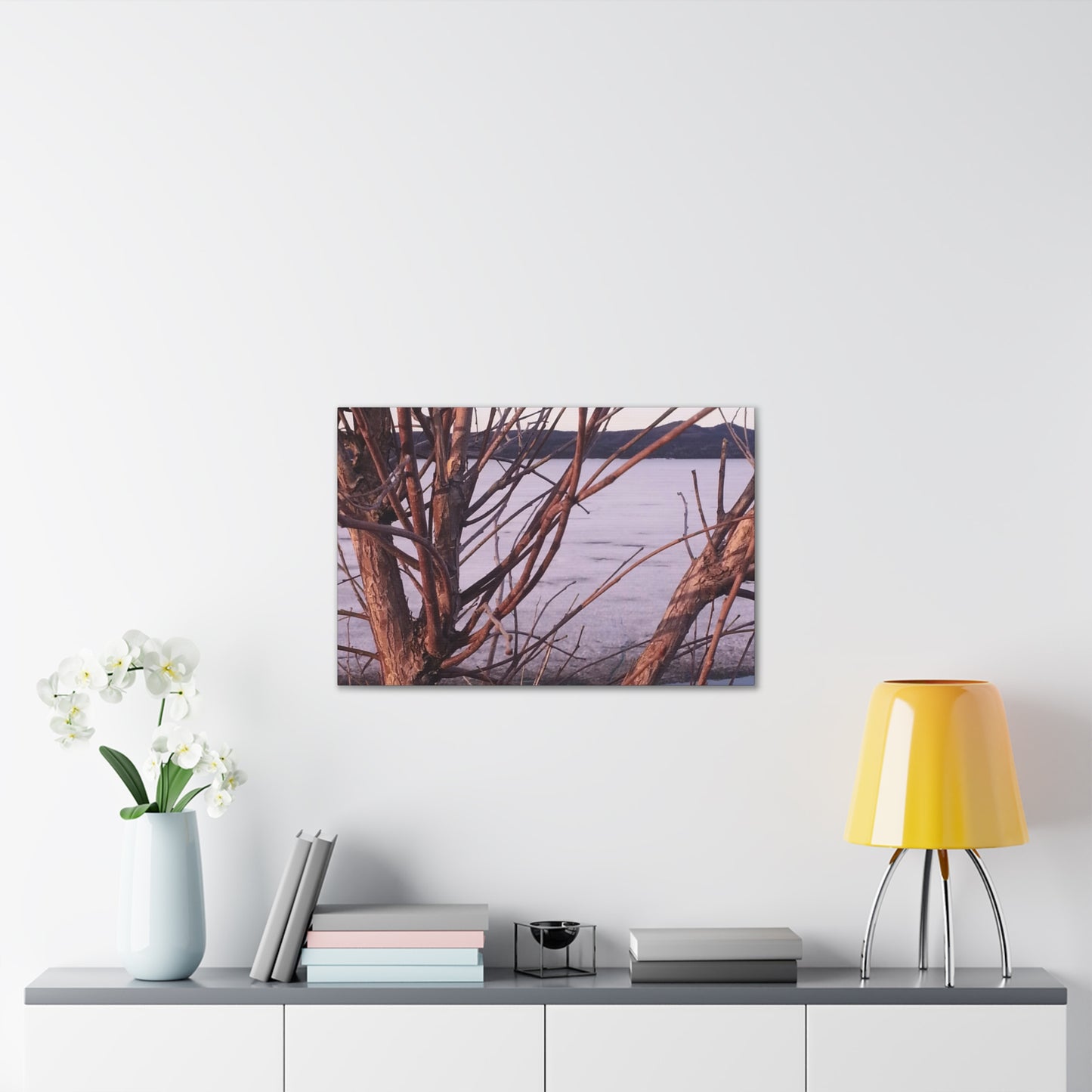 Nature-Inspired Canvases from an #originalphotograph of a Serene Lakeview with Bare Trees - 0.75" Stretched Nature Wall Decor